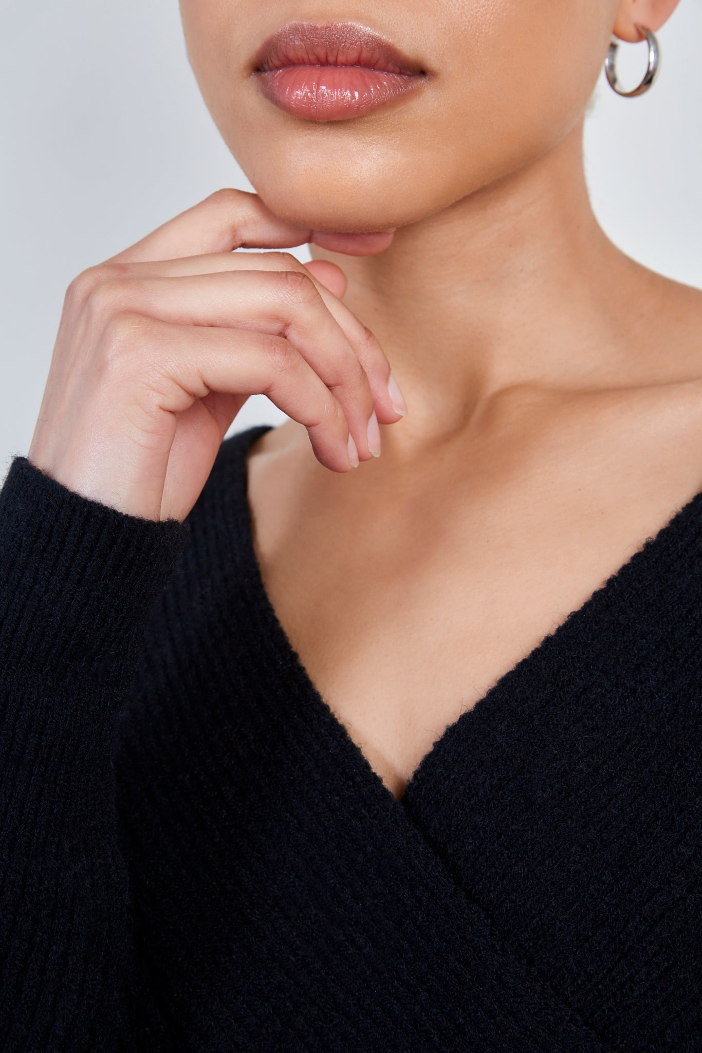 Black cross ribbed knit top_4