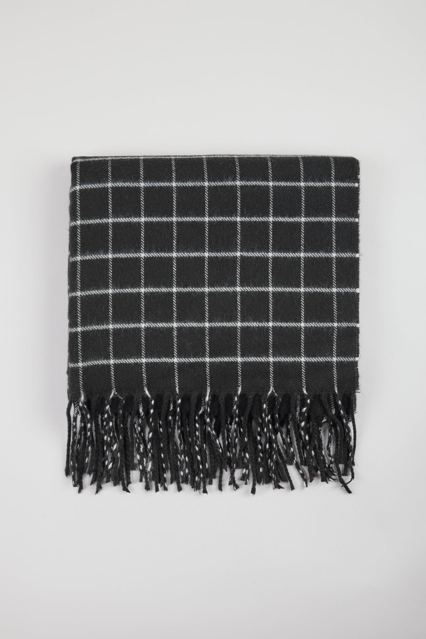 Black and ivory small box check scarf_1