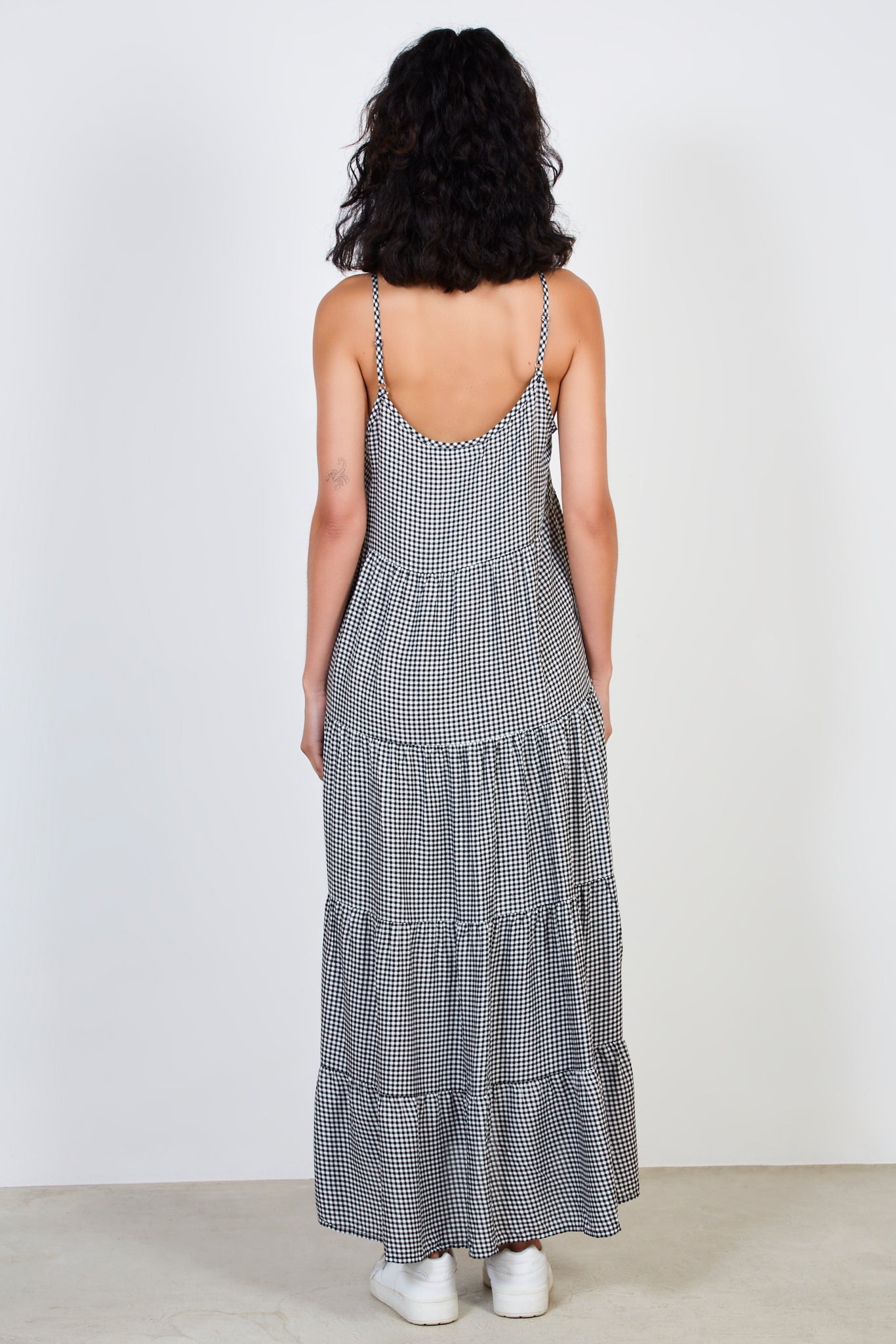 Black gingham tiered maxi dress_2