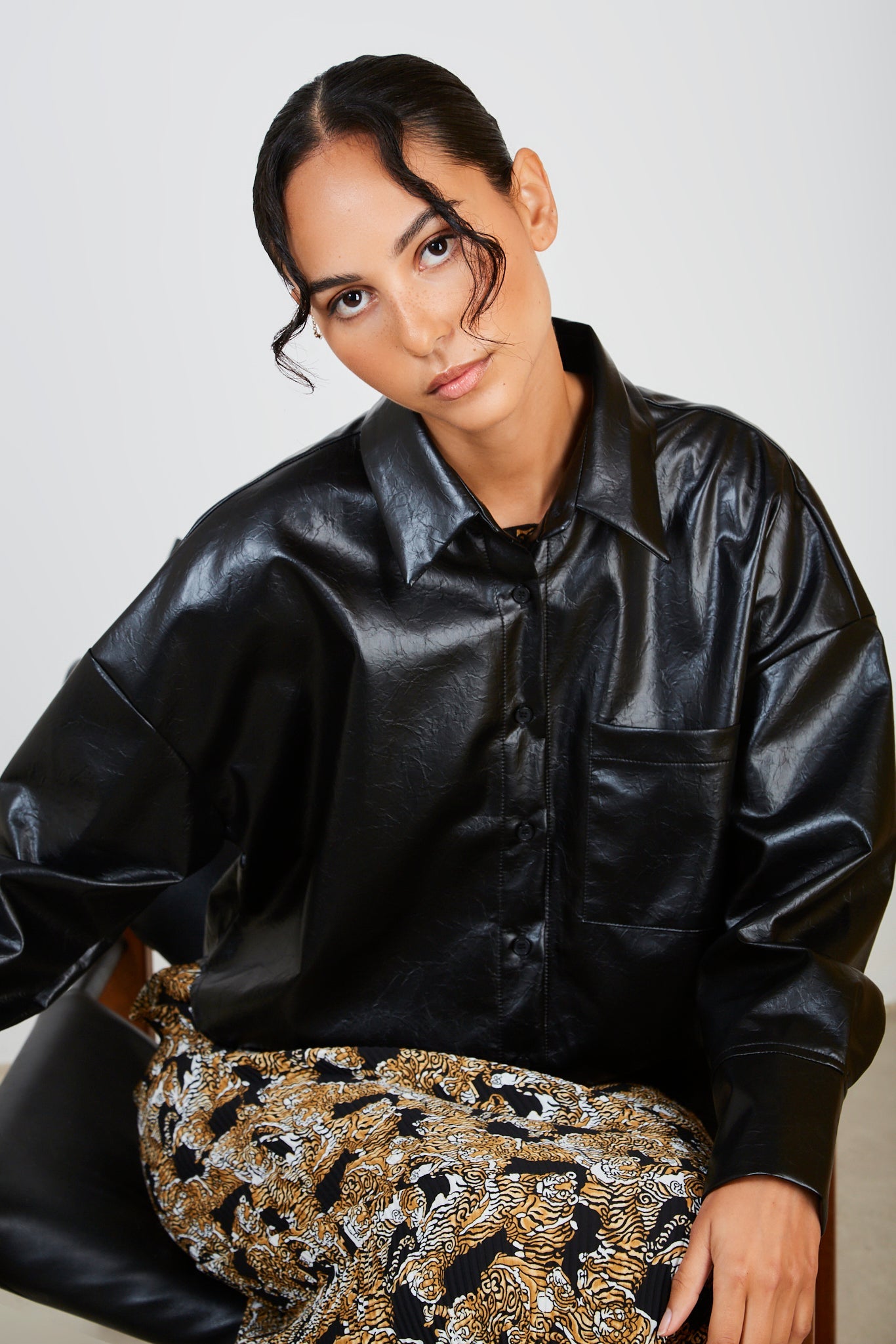 Black high shine shirt_1