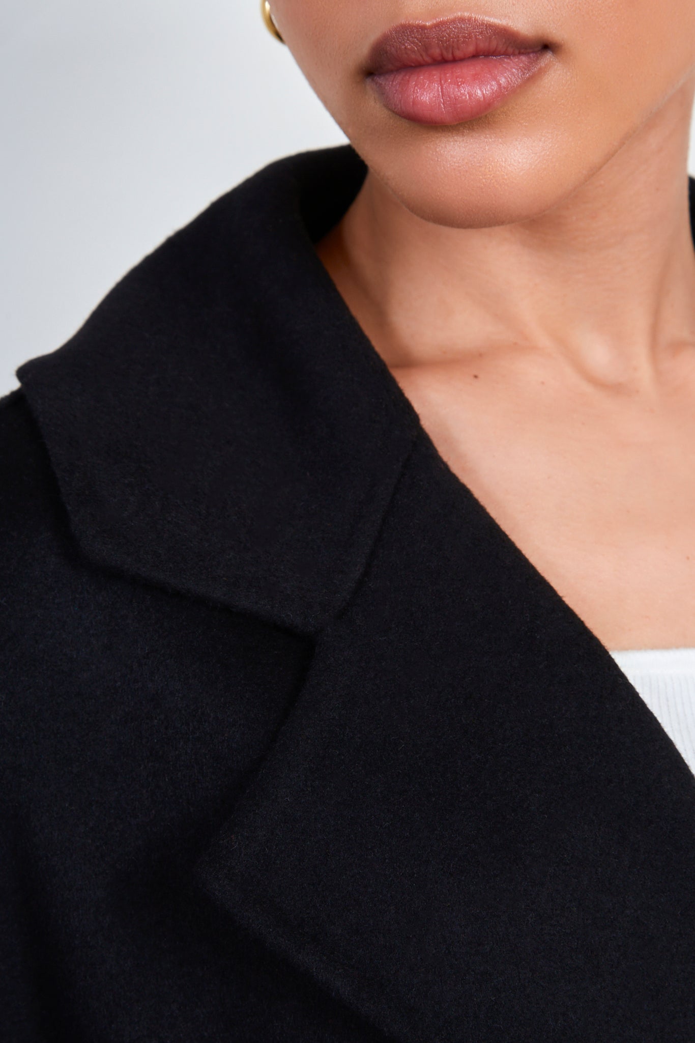 Black pure wool handmade double breasted coat_4