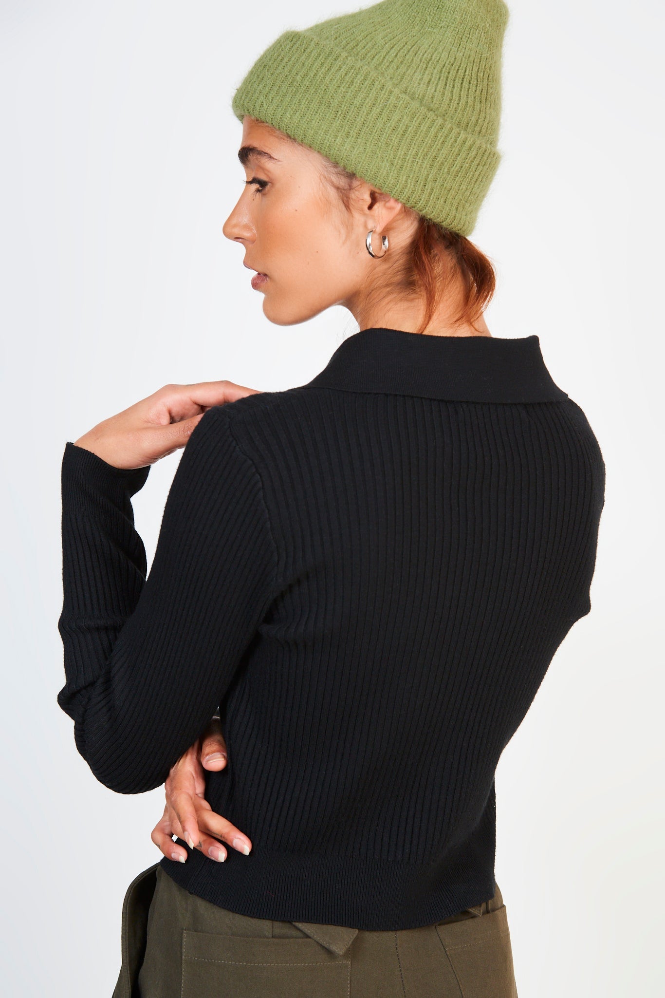 Black ribbed double zip cardigan_2