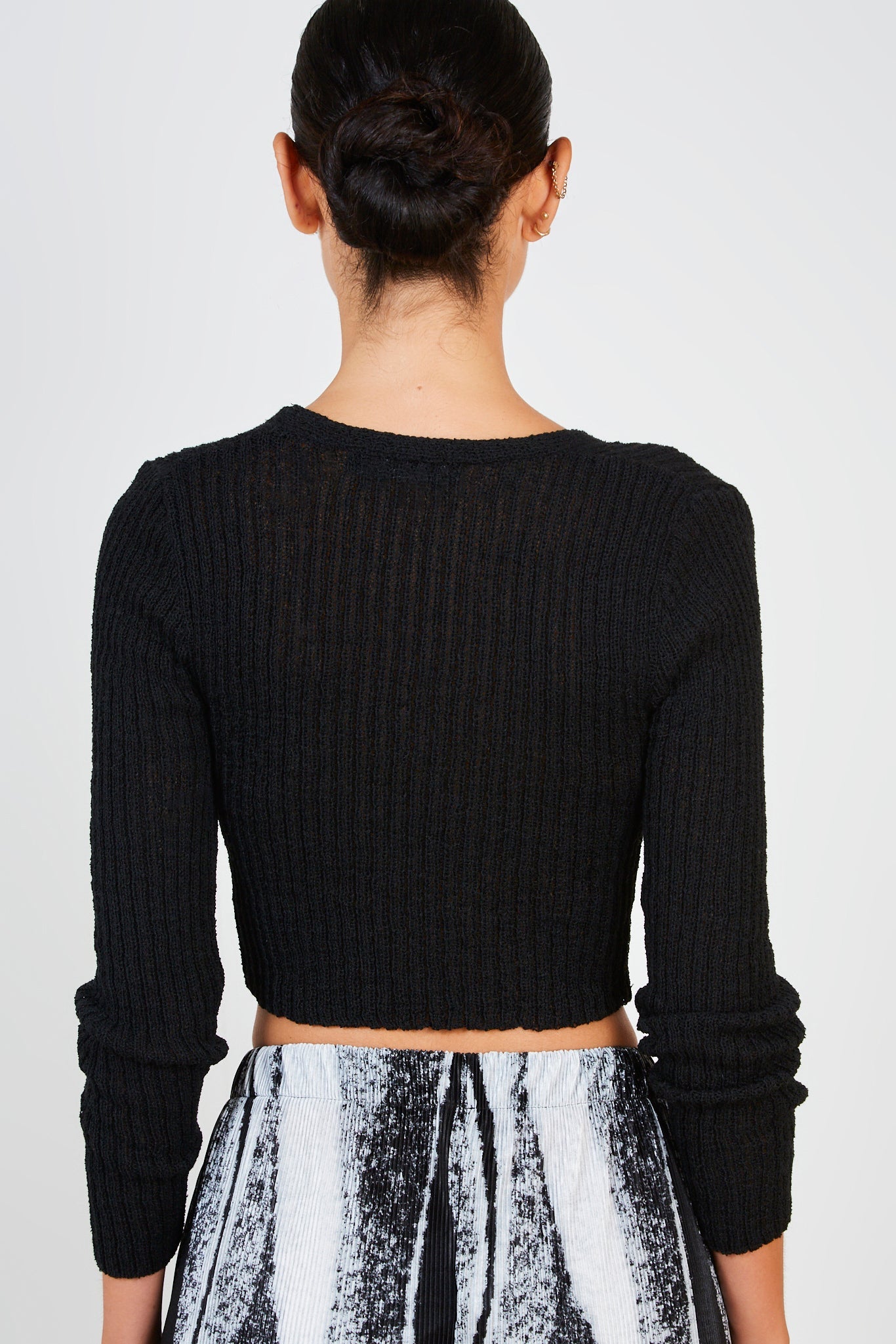 Black ribbed lace up cardigan_3