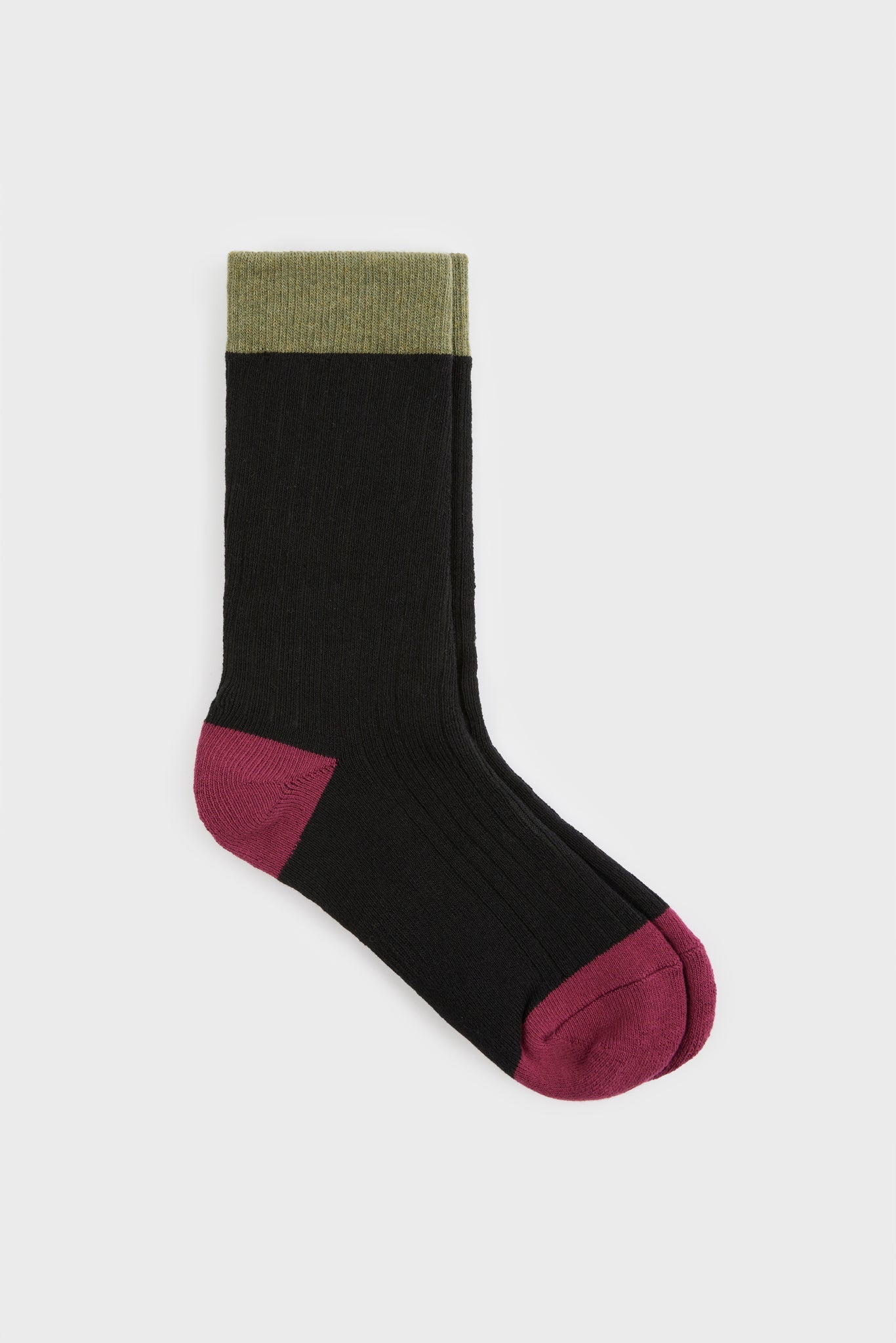 Black ribbed tricolour block socks_2
