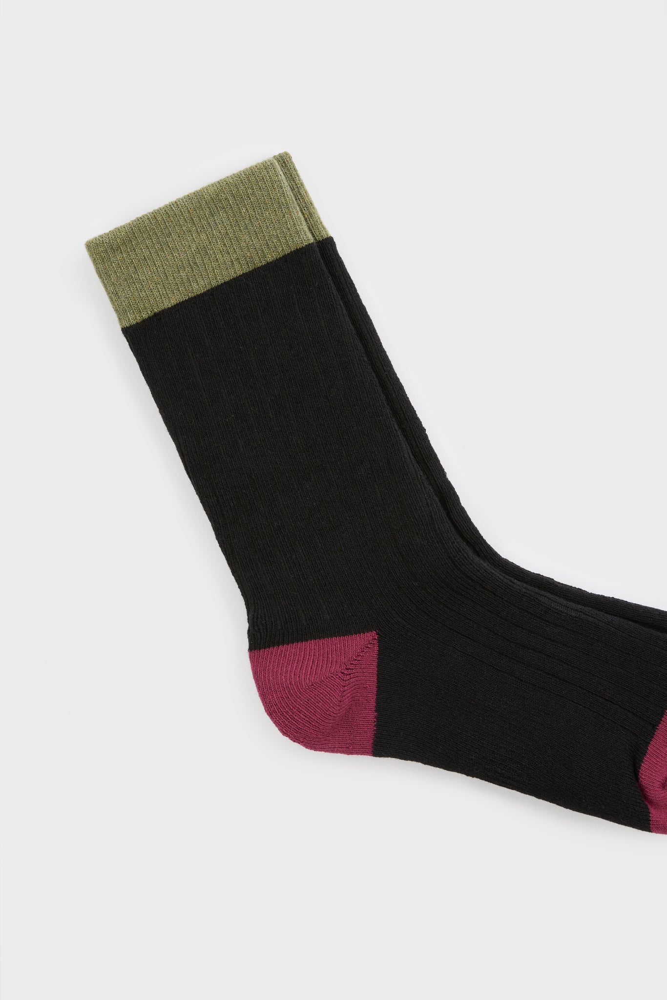 Black ribbed tricolour block socks_3