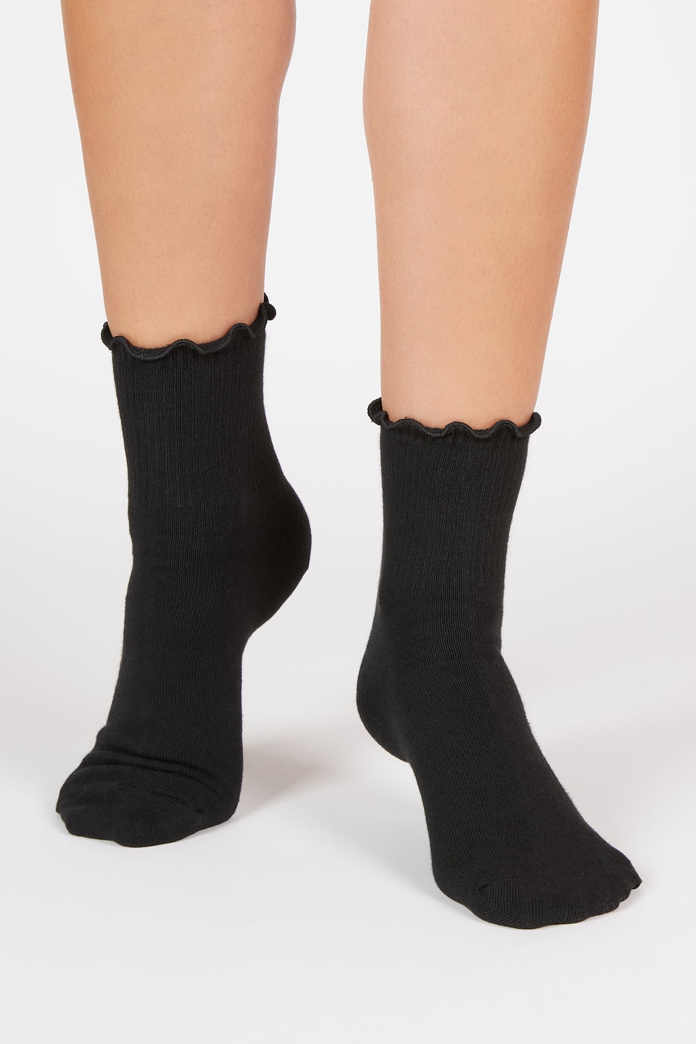 Black ruffle trim socks_4