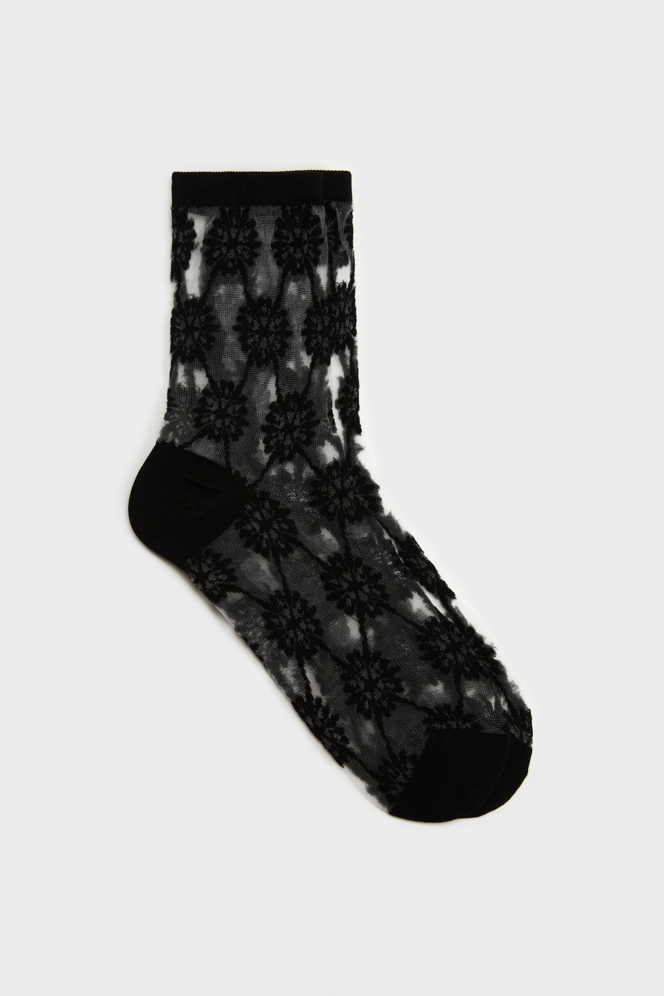 Black sheer geometric circles socks_2