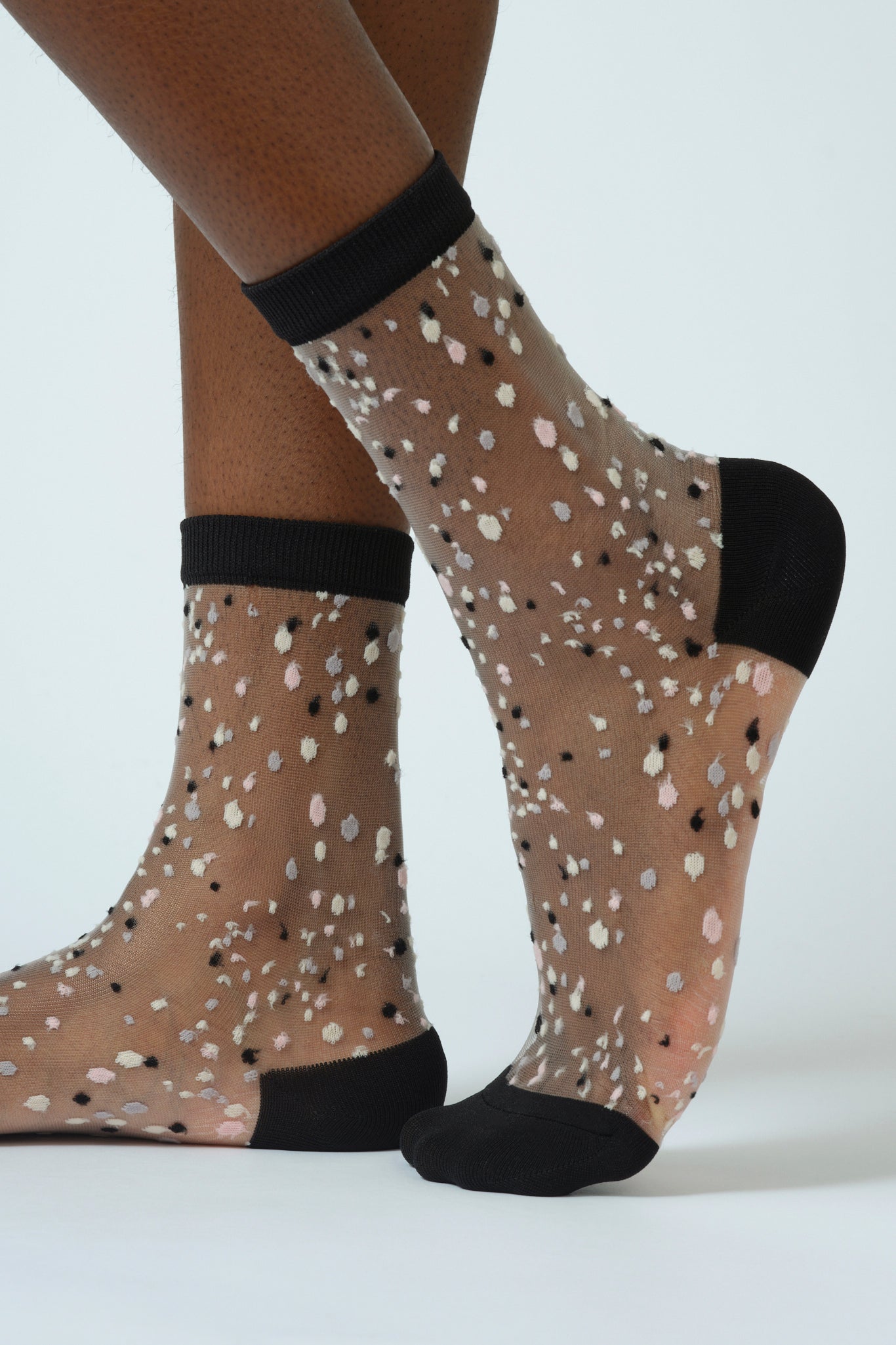 Black sheer multicolour dot socks_1