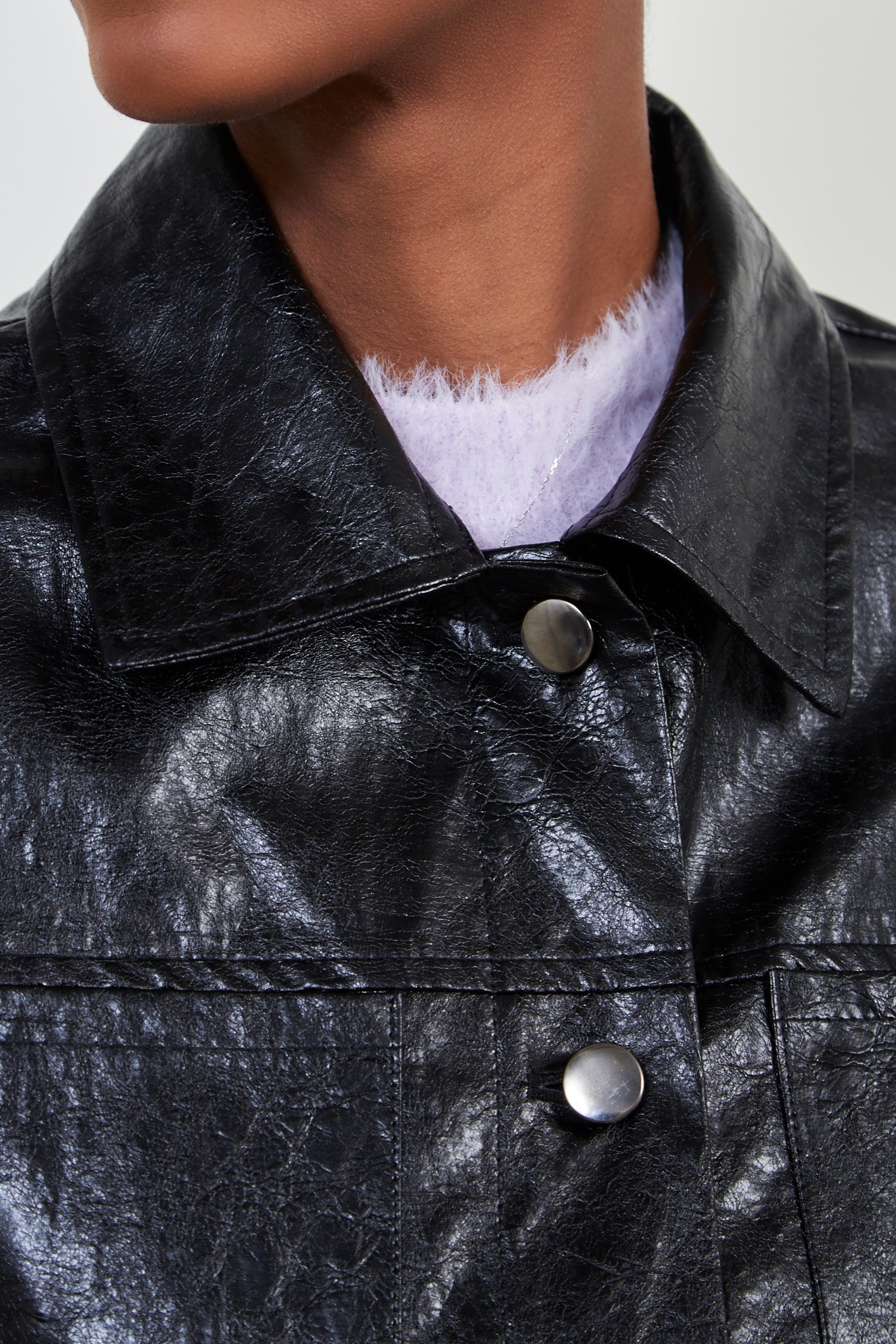Black shiny vegan leather jacket_5
