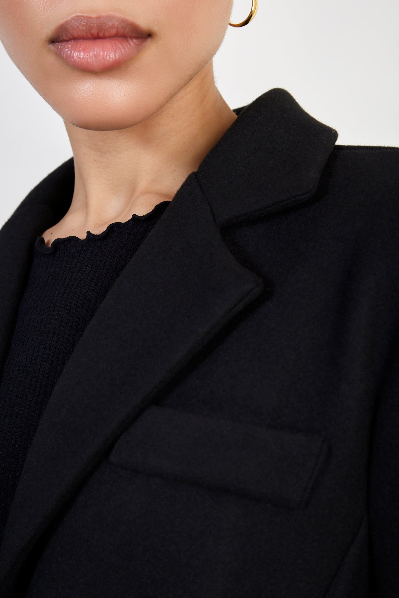 Black single breasted wool blend coat_5