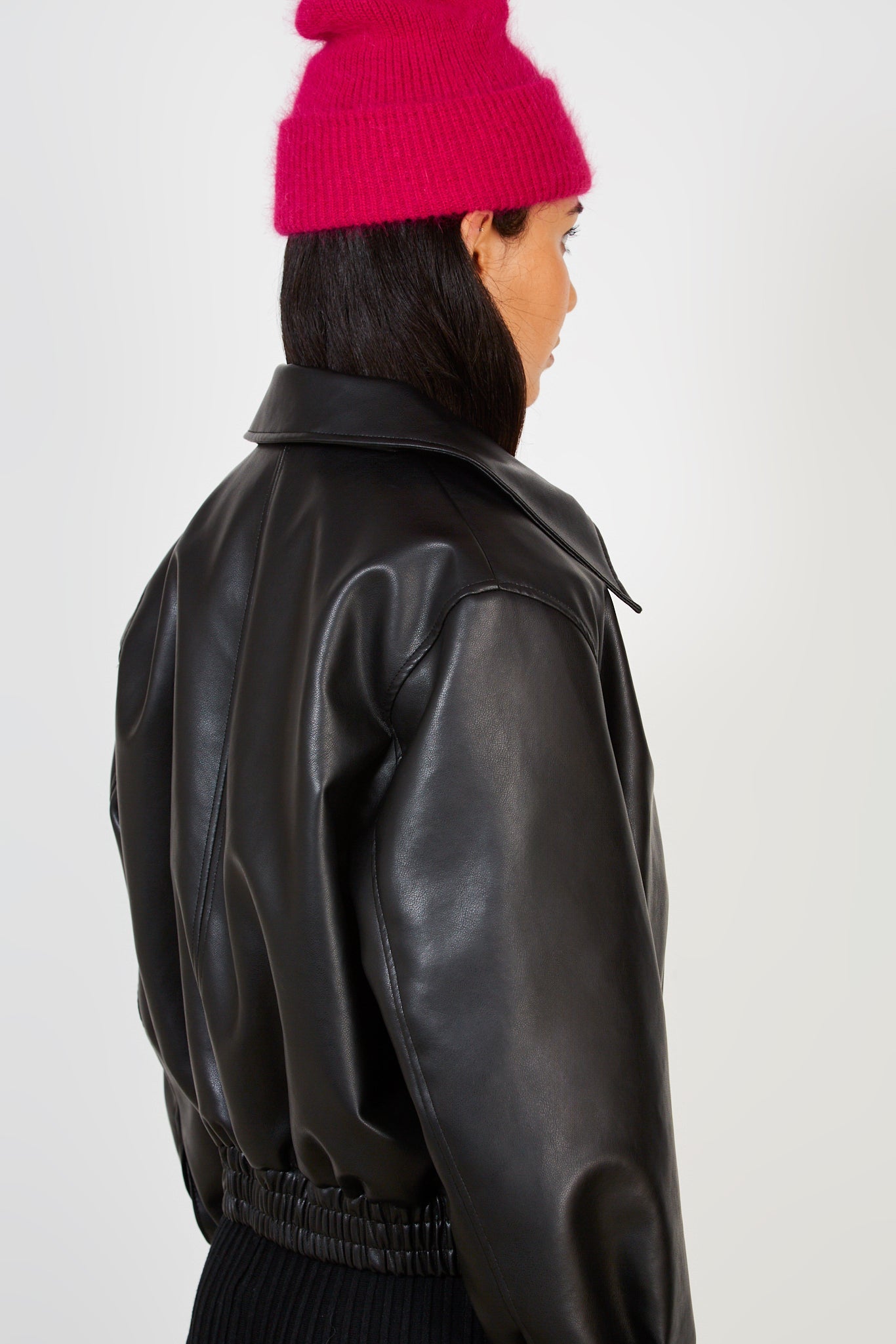 Black smooth vegan leather jacket_3