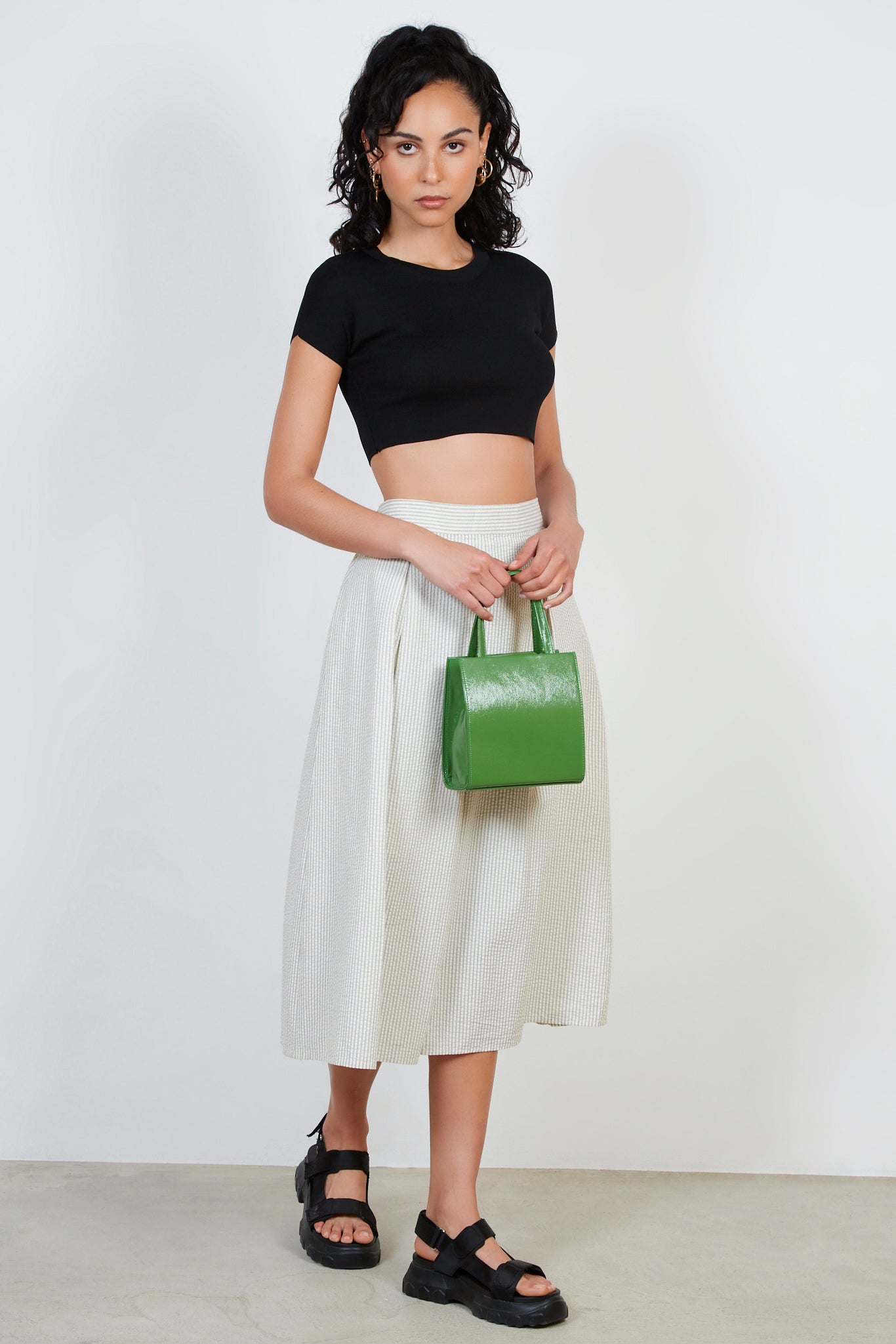 Black structured knit tee_3