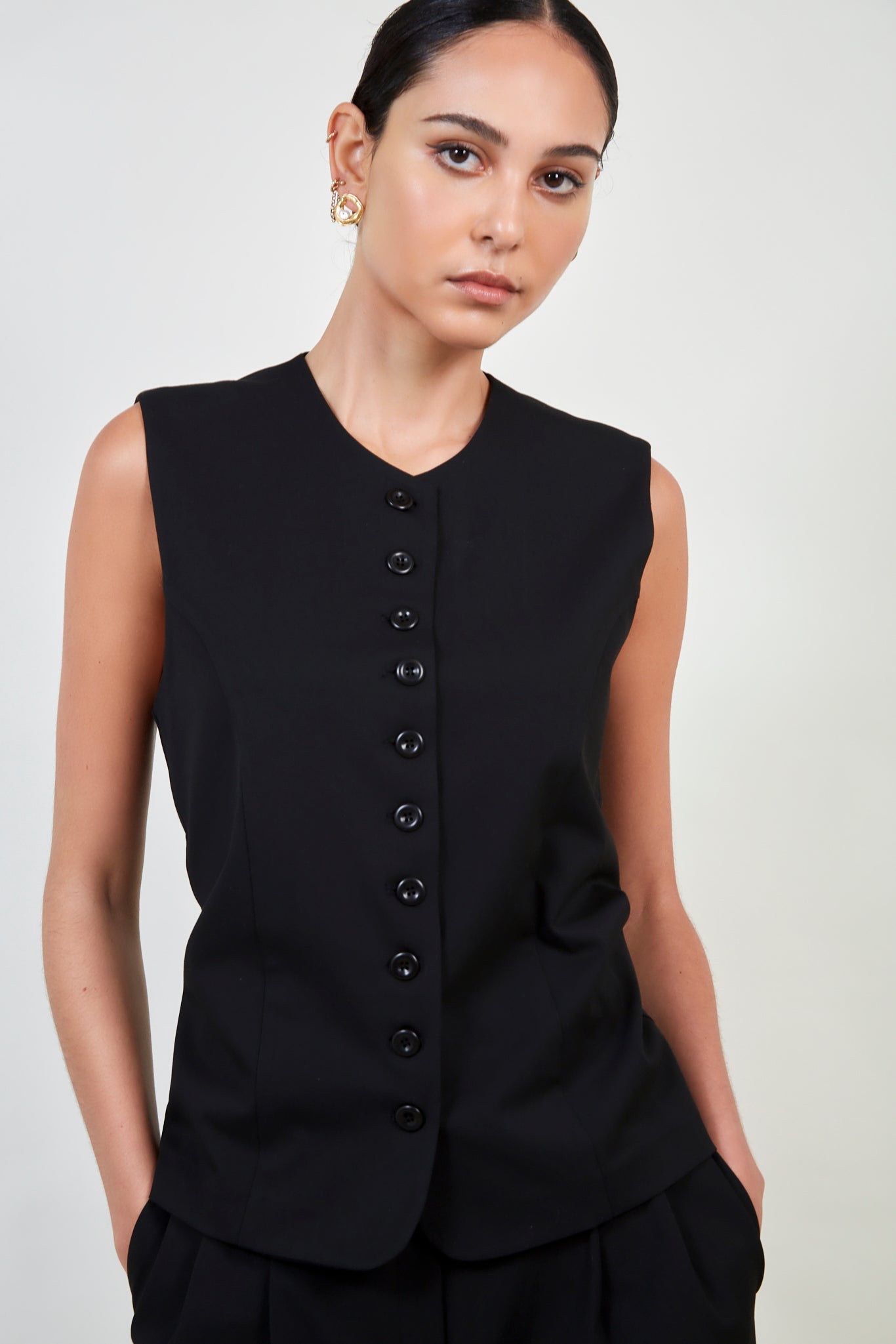 Black tailored suit waistcoat_1