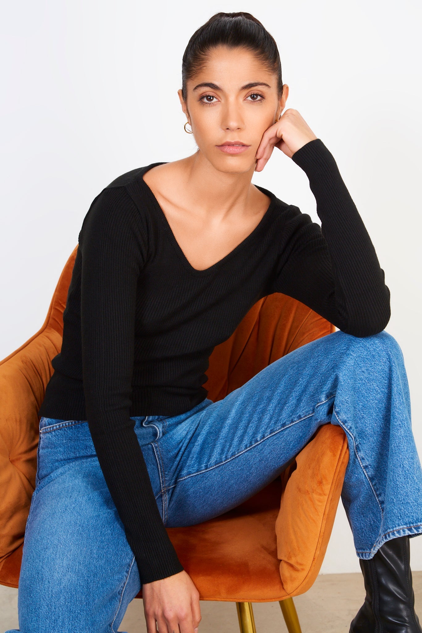 Black tie back knit top_5