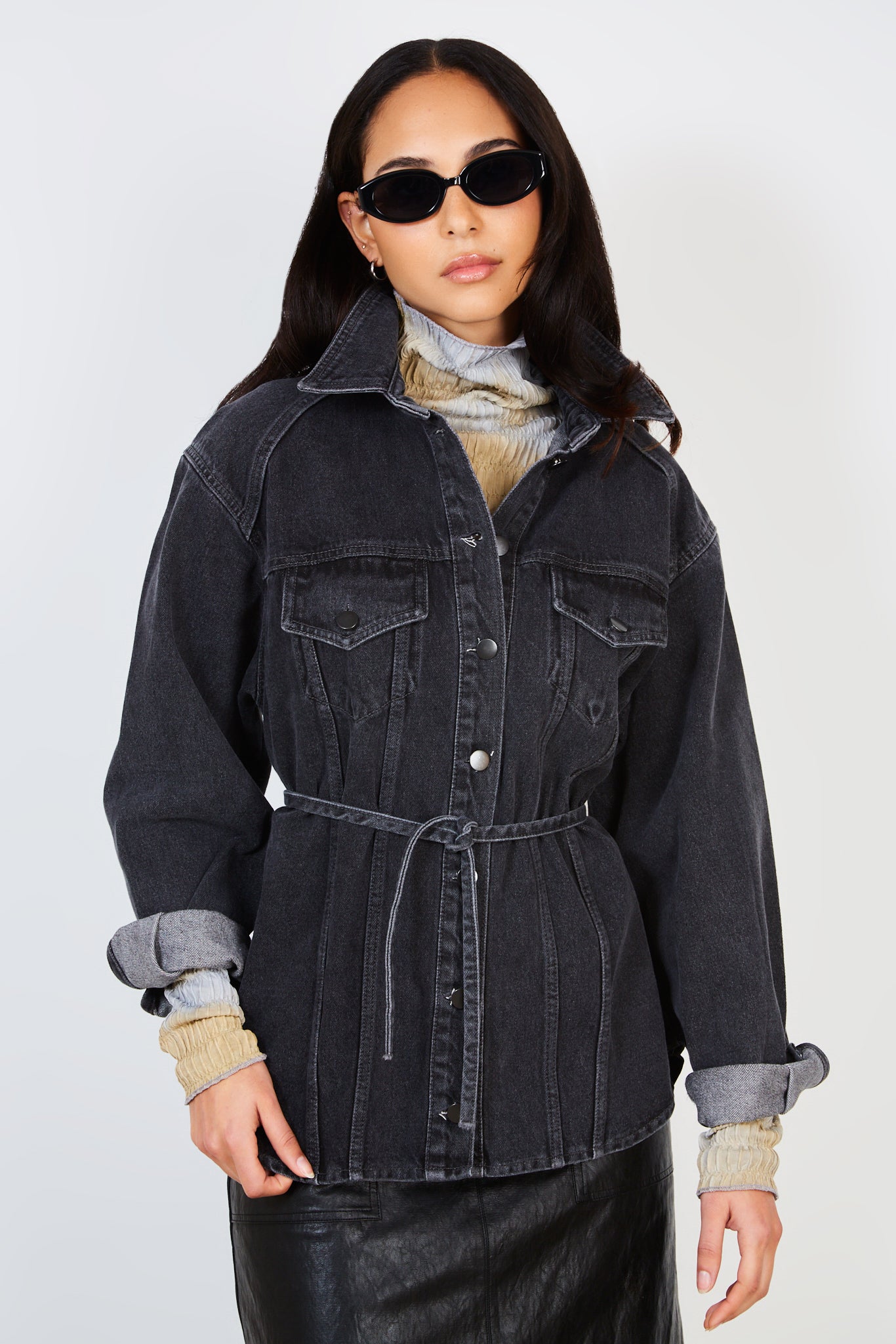 Black washed denim shirt jacket_1