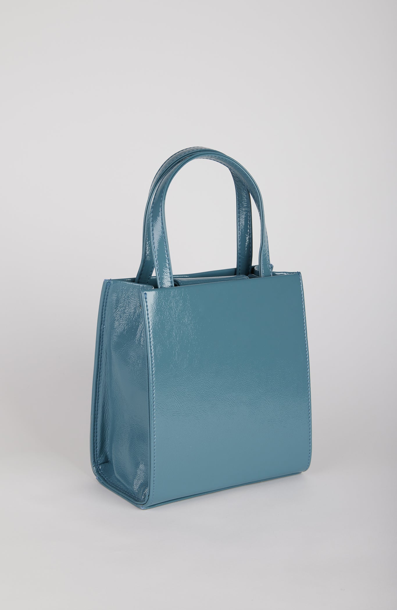 Blue PVC mini tote cross body bag_2
