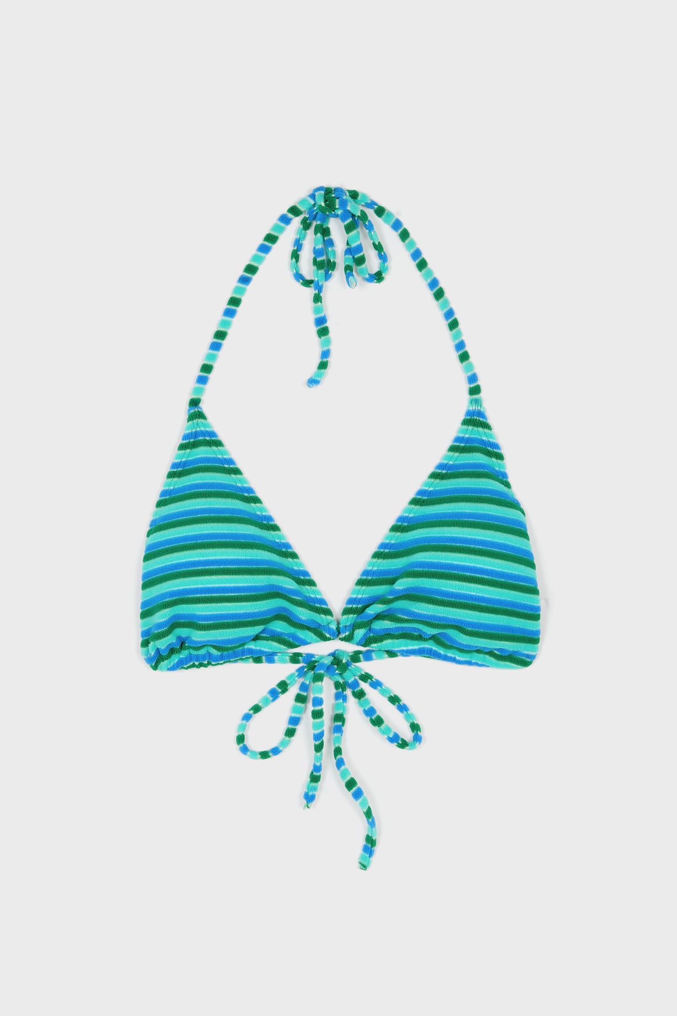 Blue and green multistripe terrycloth bikini and skirt set_1