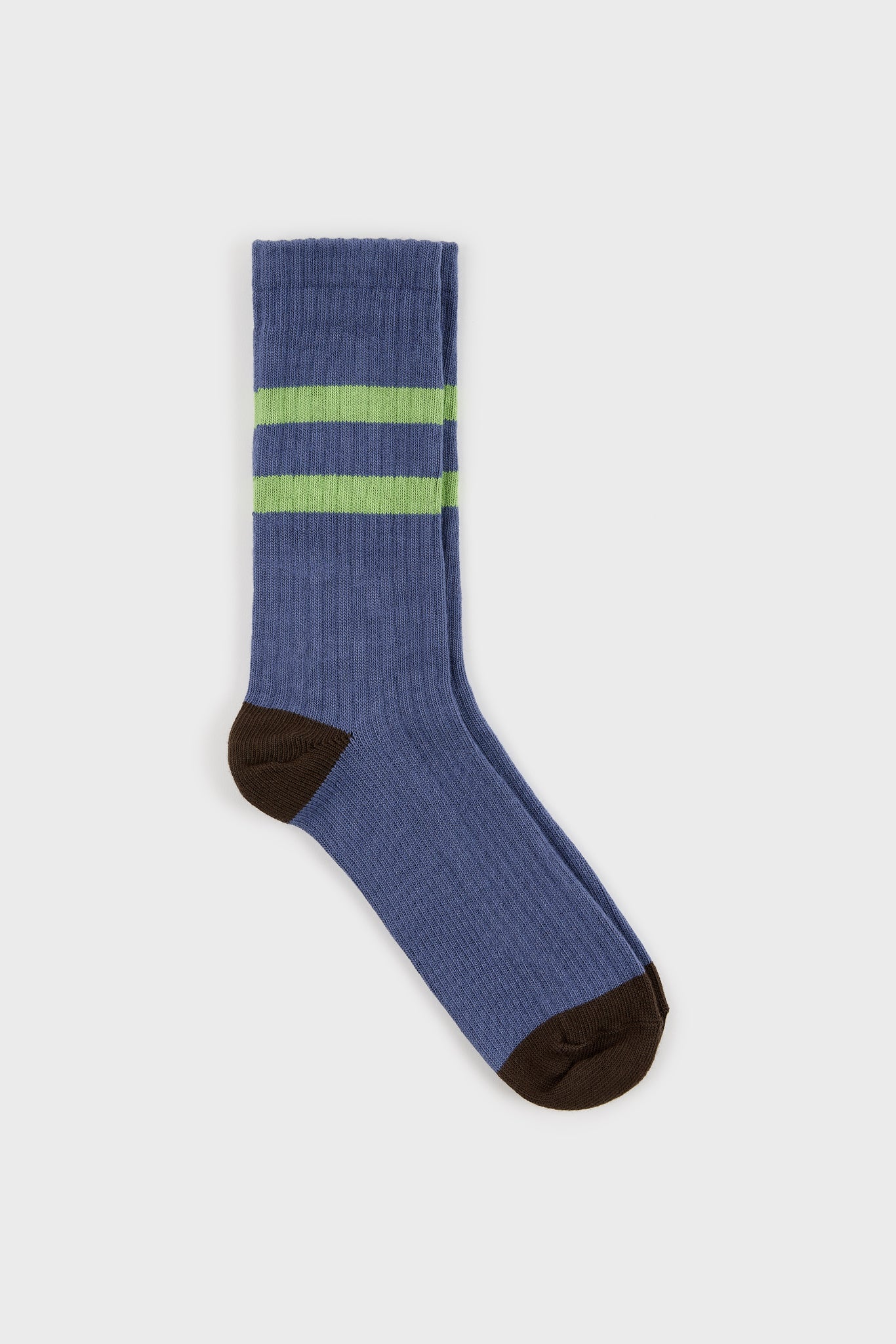 Blue and green varsity stripe grey trim socks_1