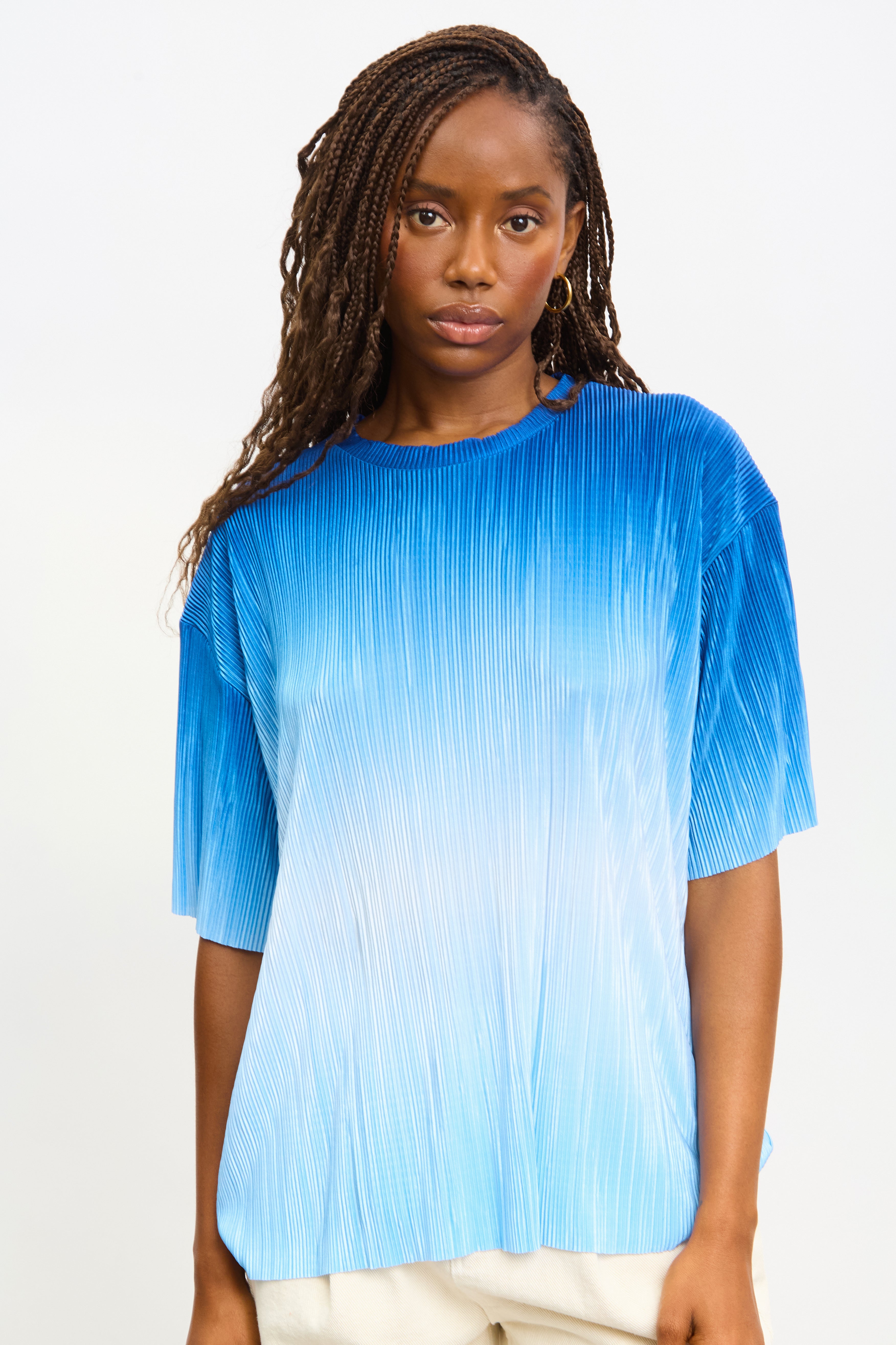 Blue bold ombre ribbed tee_1
