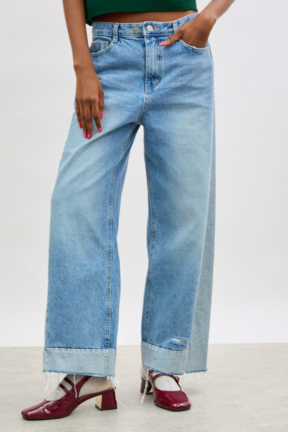 Blue contrast front panel jeans_1