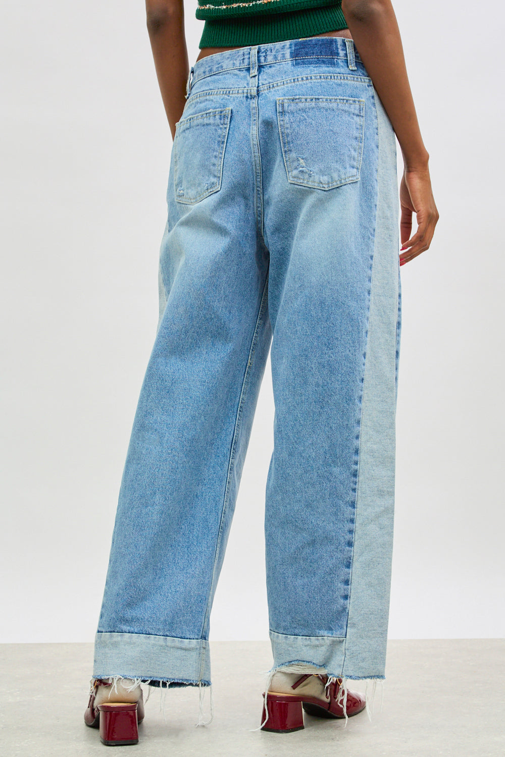 Blue contrast front panel jeans_2