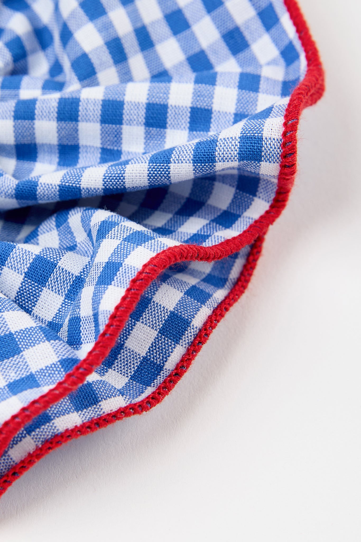 Blue gingham and red trim scrunchie_2
