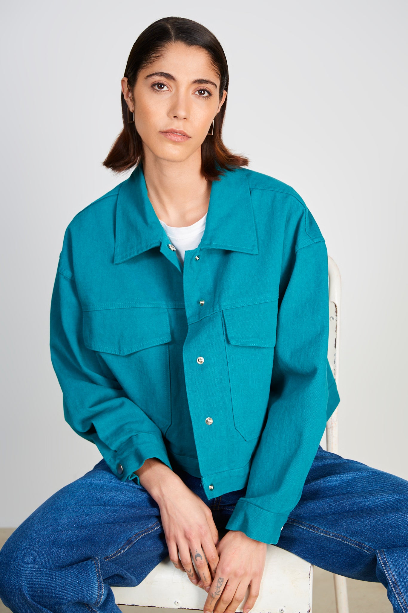 Blue green relaxed fit denim jacket_6