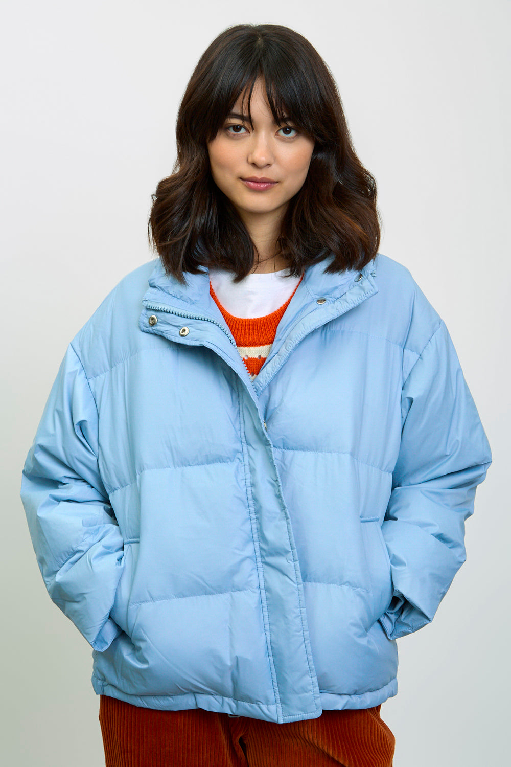 Blue grey duck down puffer jacket_2