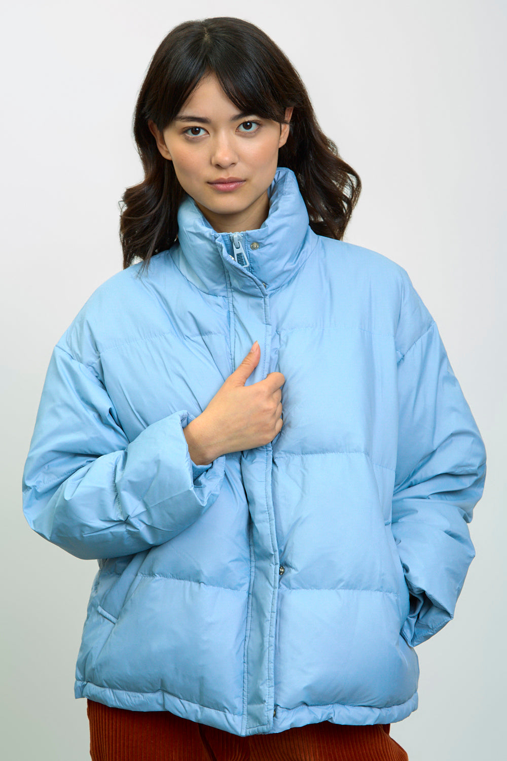 Blue grey duck down puffer jacket_1