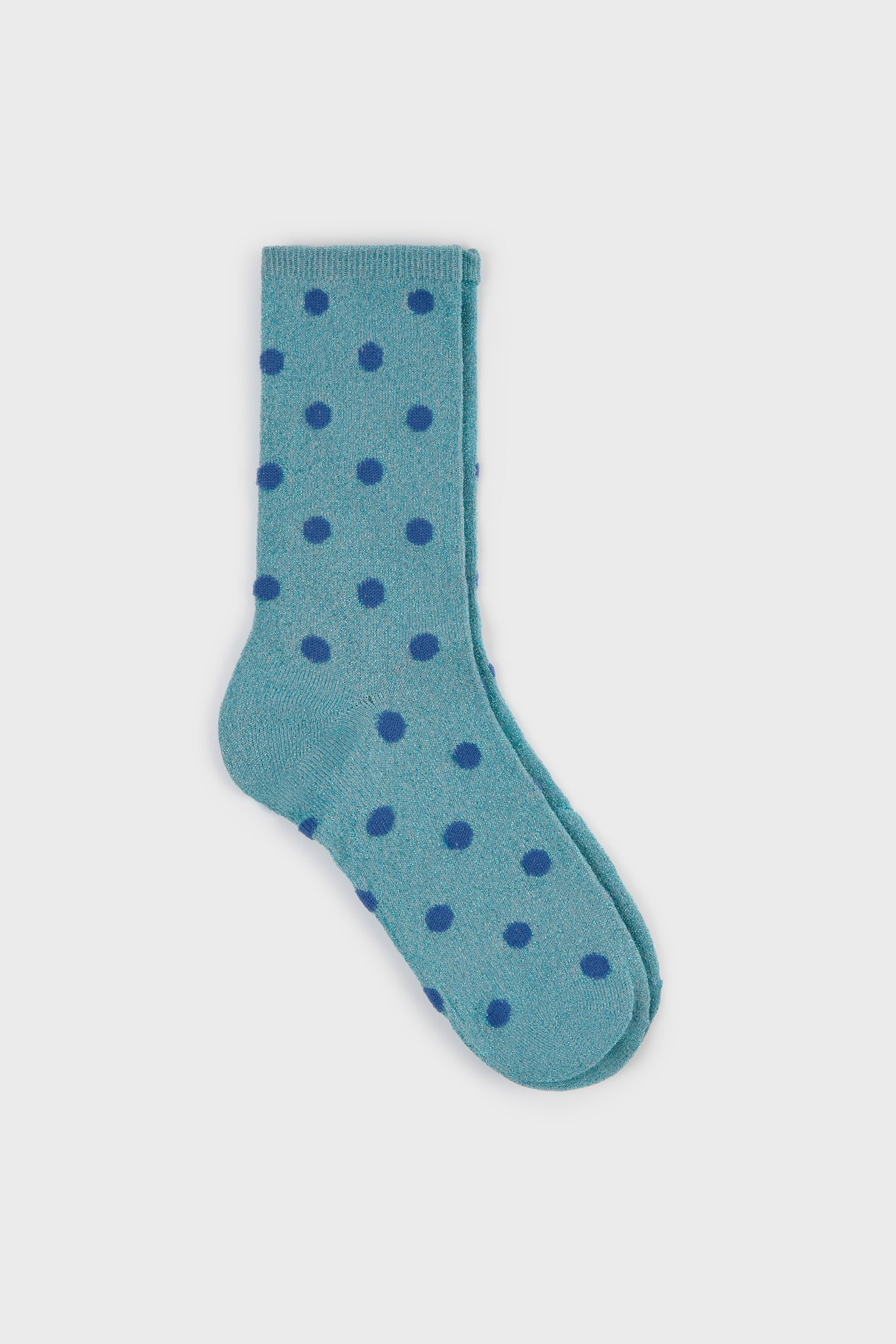 Blue metallic polka dot socks_1
