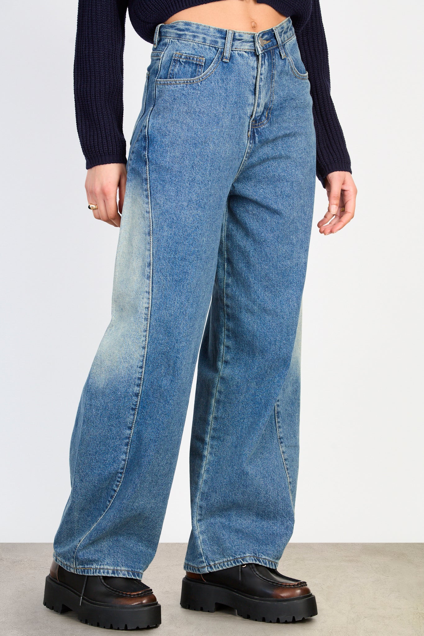 Blue rounded side panel jeans_1