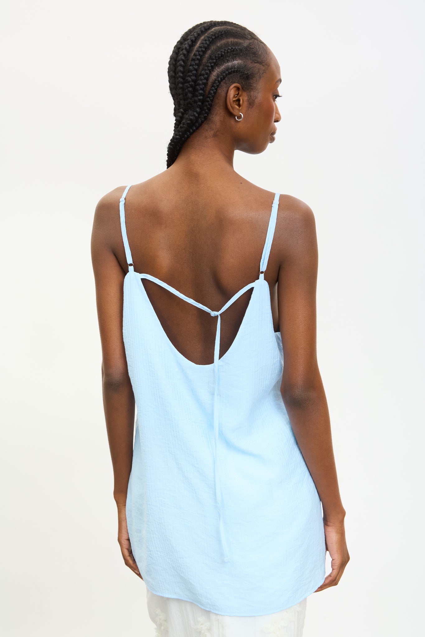 Blue semi sheer long thin strap tank_2