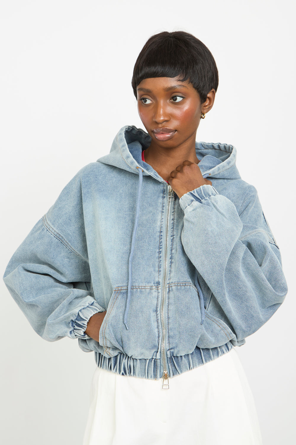 Blue short hooded denim jacket_1