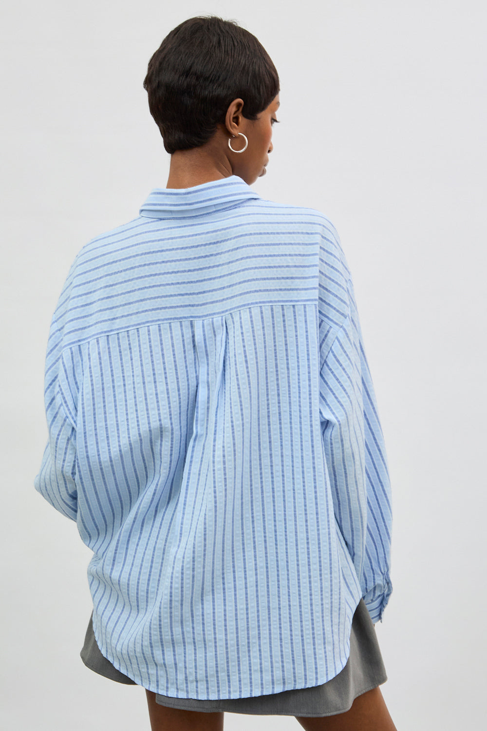 Blue textured multi striped shirt_2