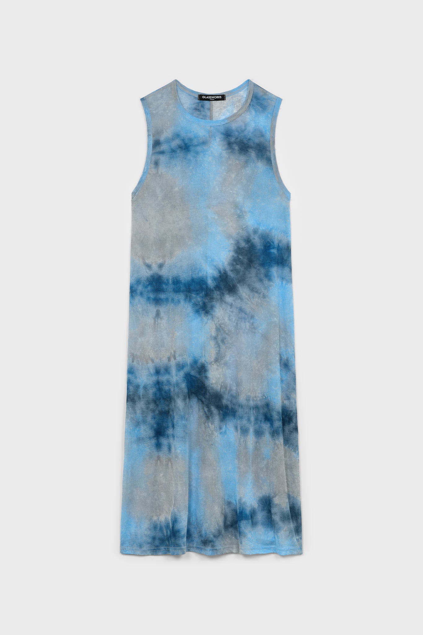 Blue tie dye semi sheer tank dress_1