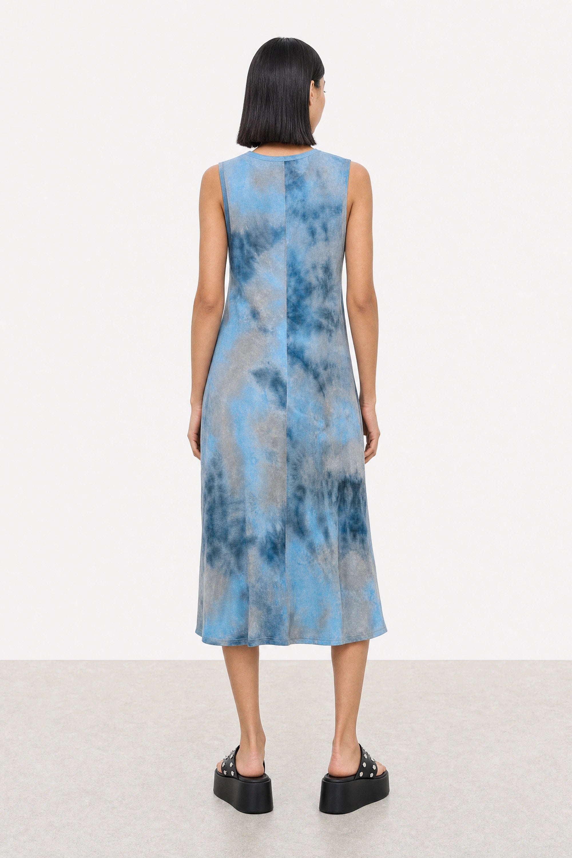 Blue tie dye semi sheer tank dress_4
