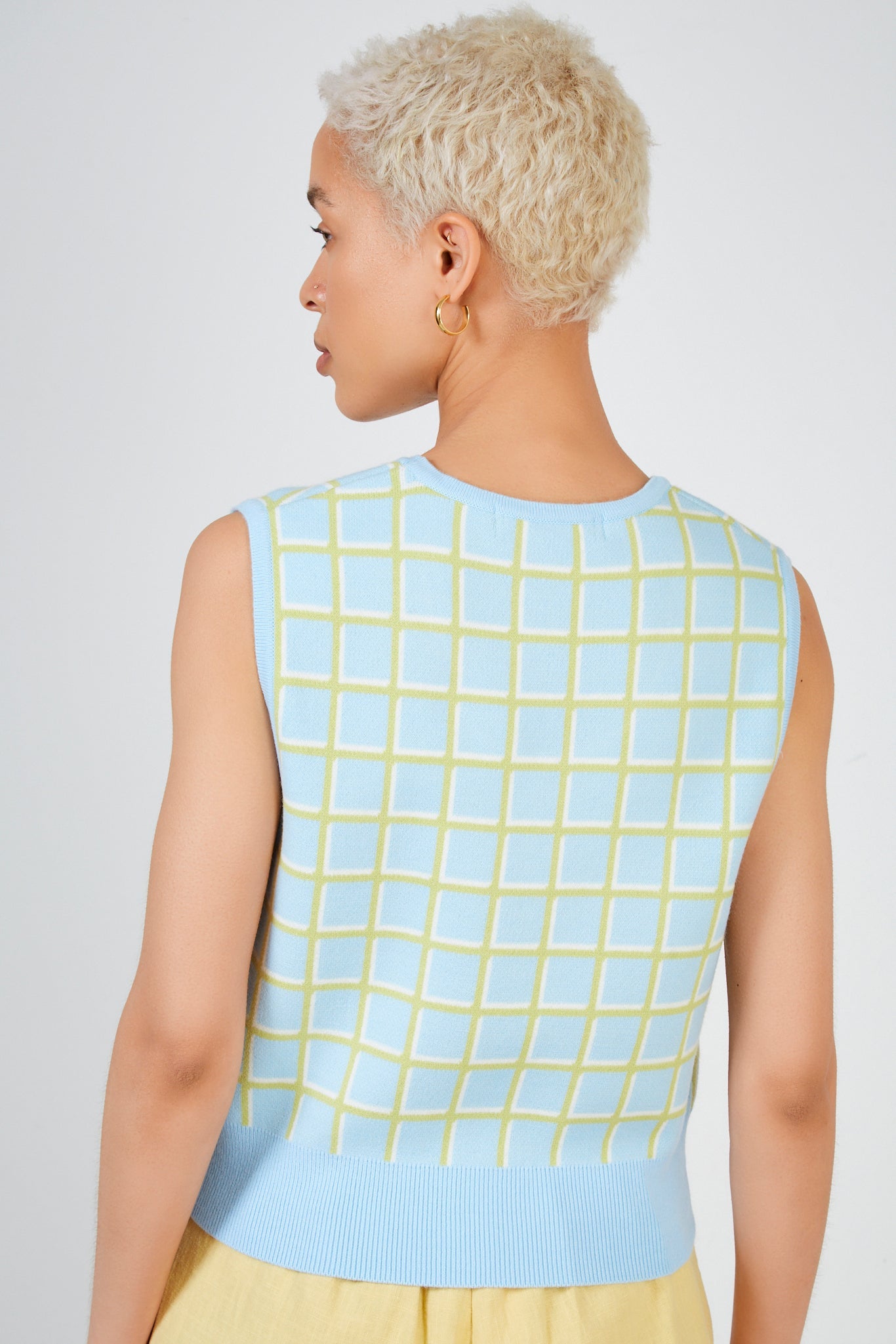 Blue and lime box check sweater vest_2
