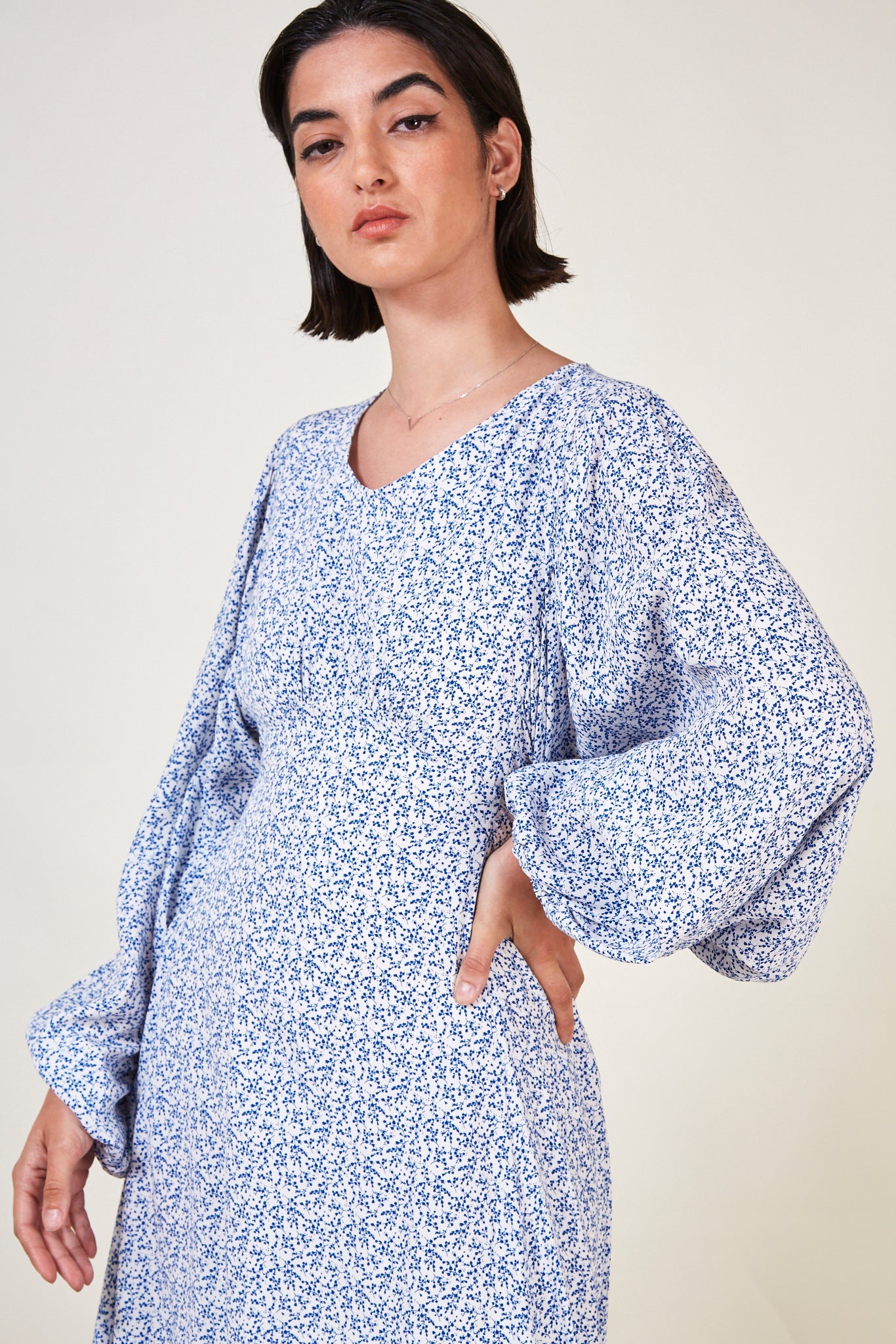 Blue and white printed maxi dress_3