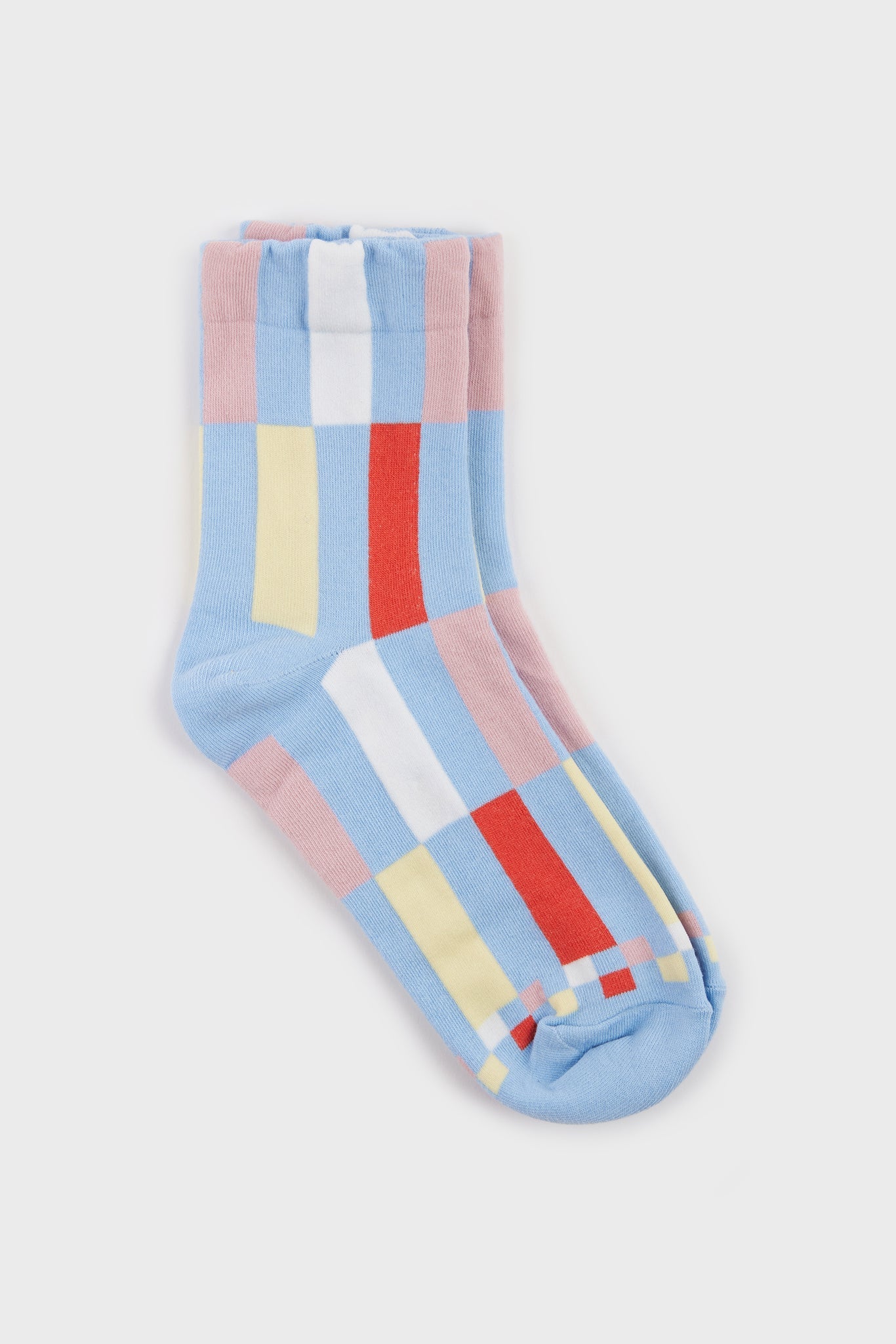 Blue bright rectangles socks_1