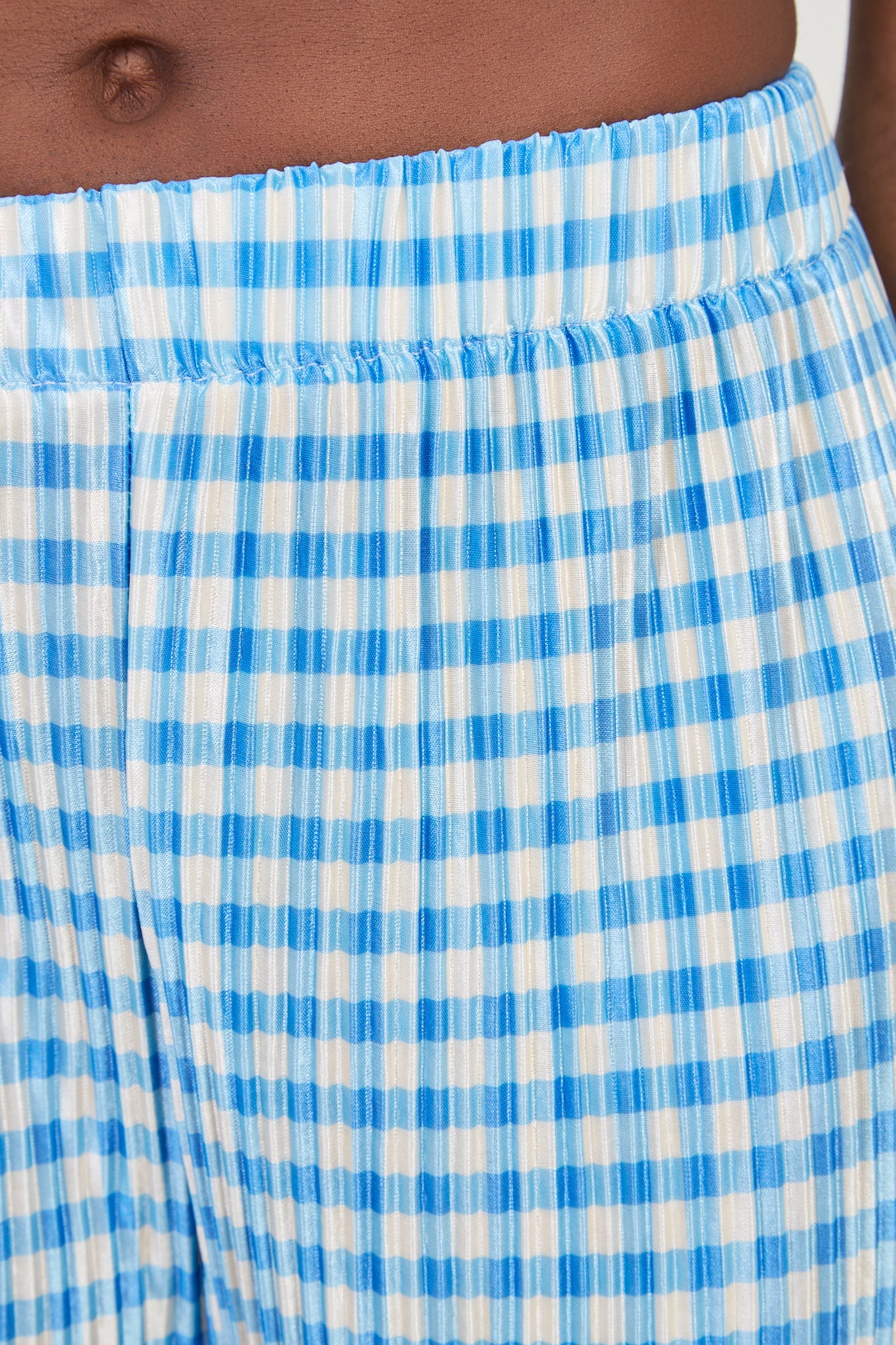 Blue gingham side slit trousers_4