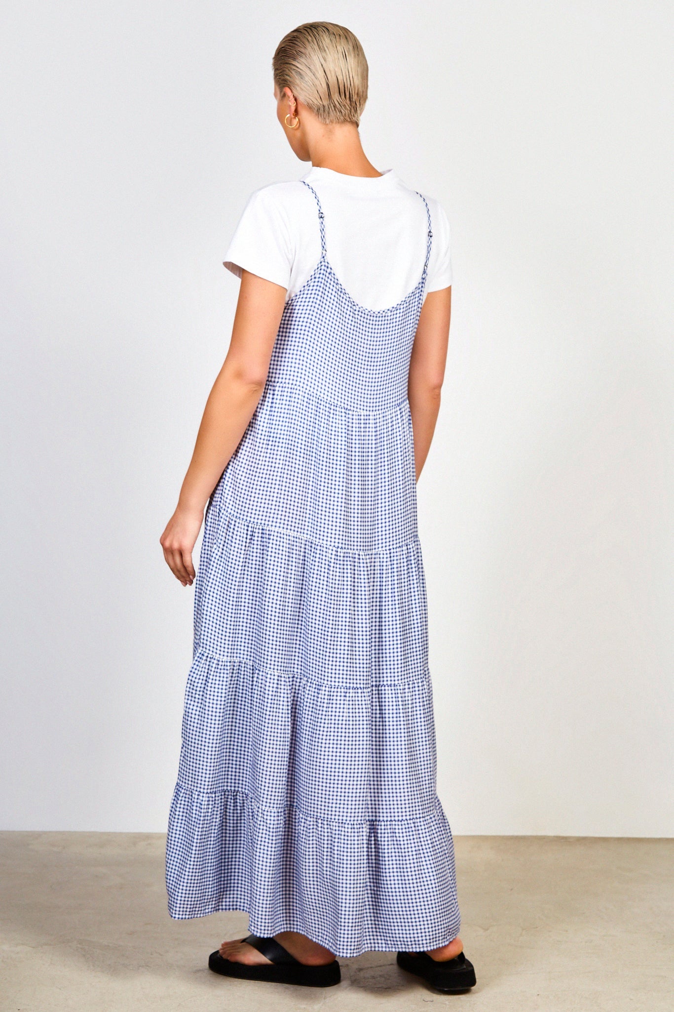 Cobalt blue gingham tiered maxi dress_2