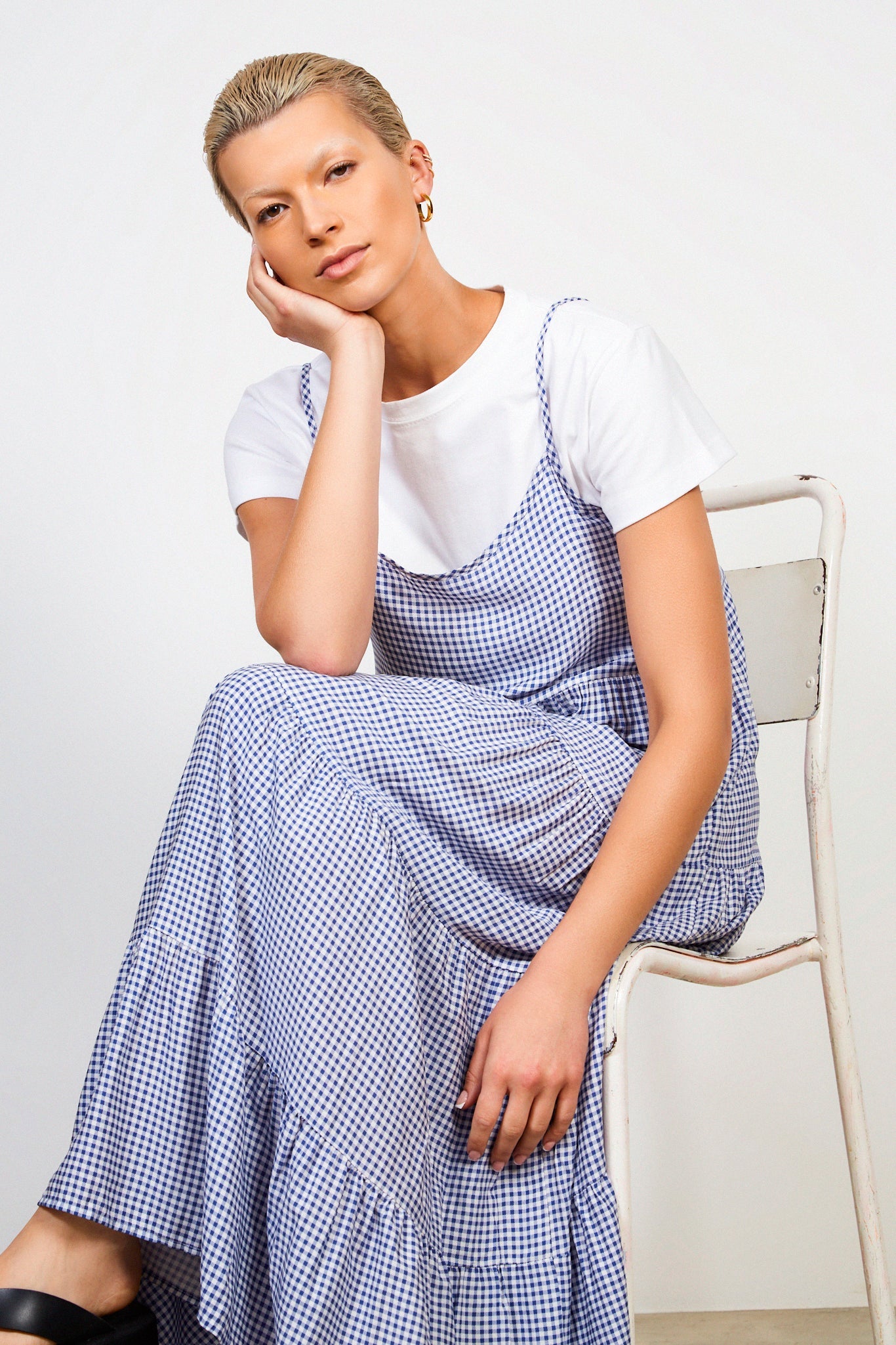 Cobalt blue gingham tiered maxi dress_5