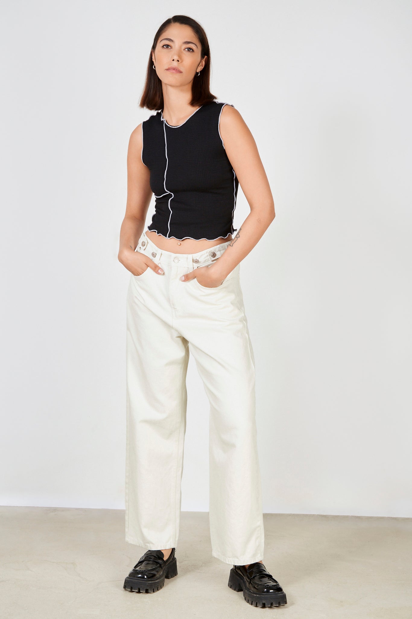 Black and grey trim block pattern tank_3