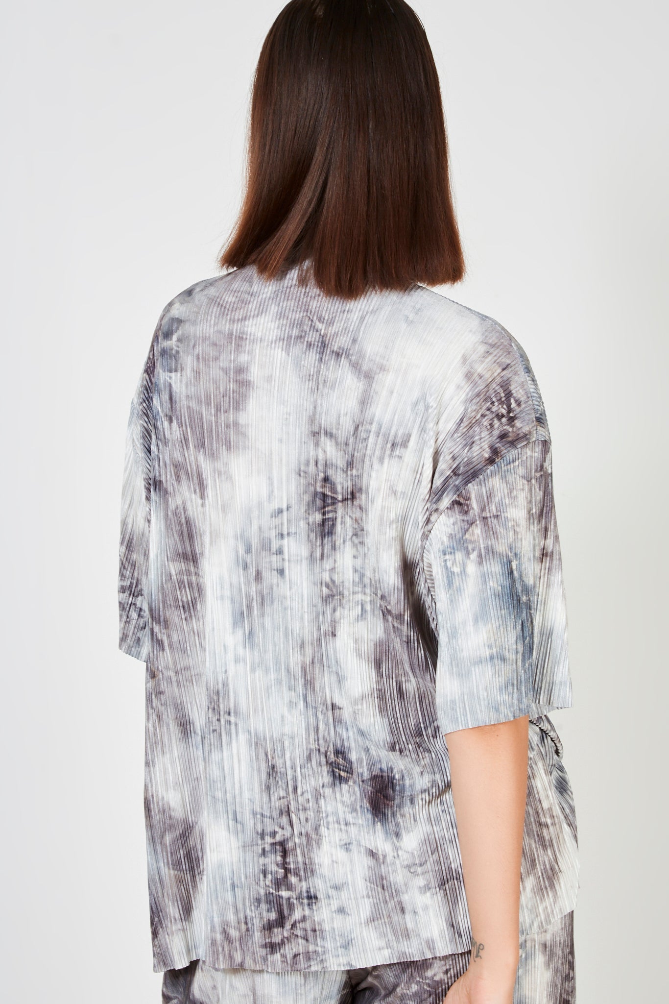 Black tie dye print ribbed tee_2