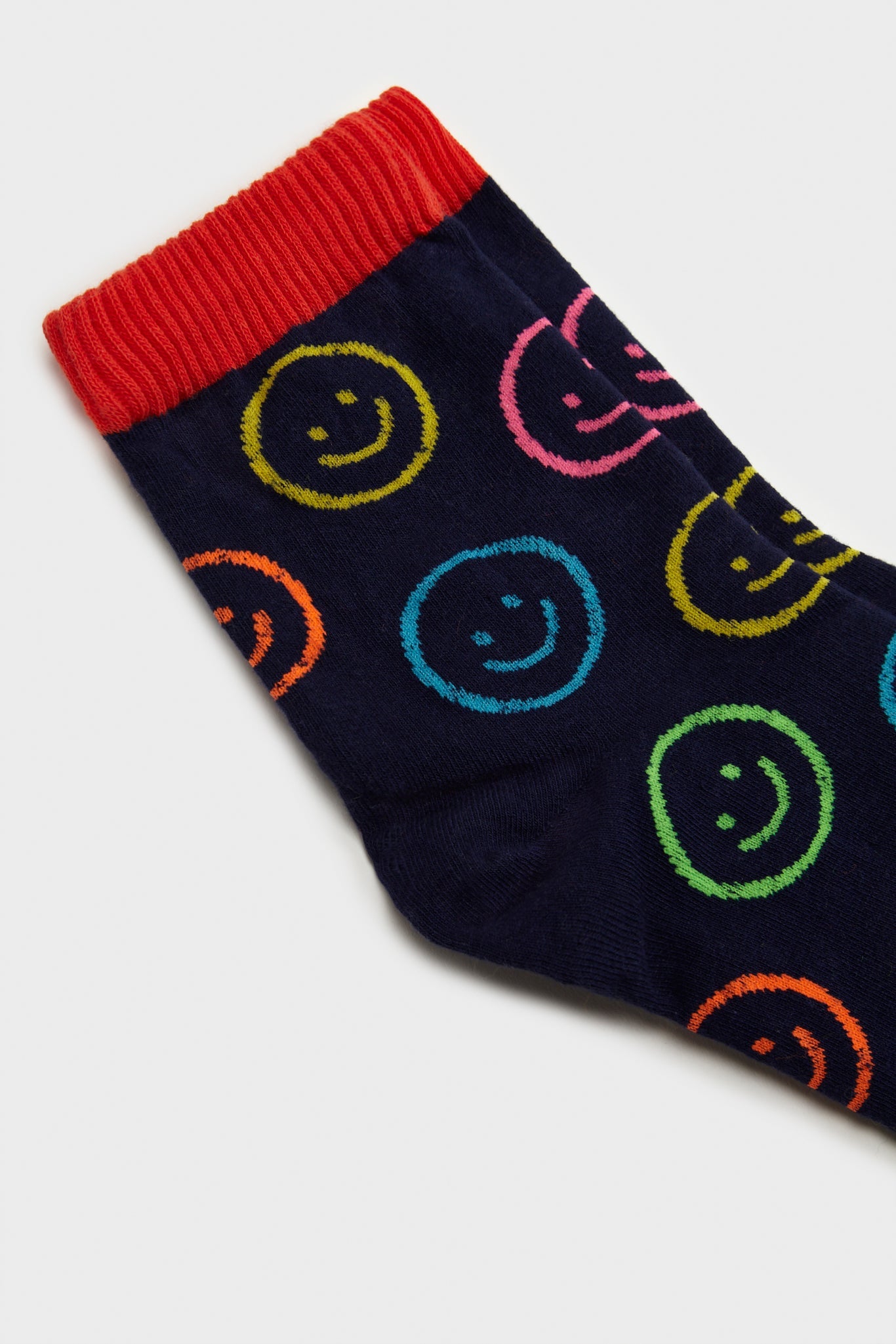 Blue neon smiley face socks_2