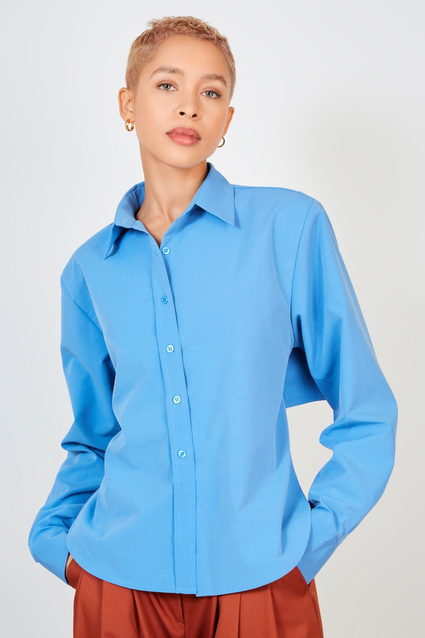 Blue open tie back shirt_2