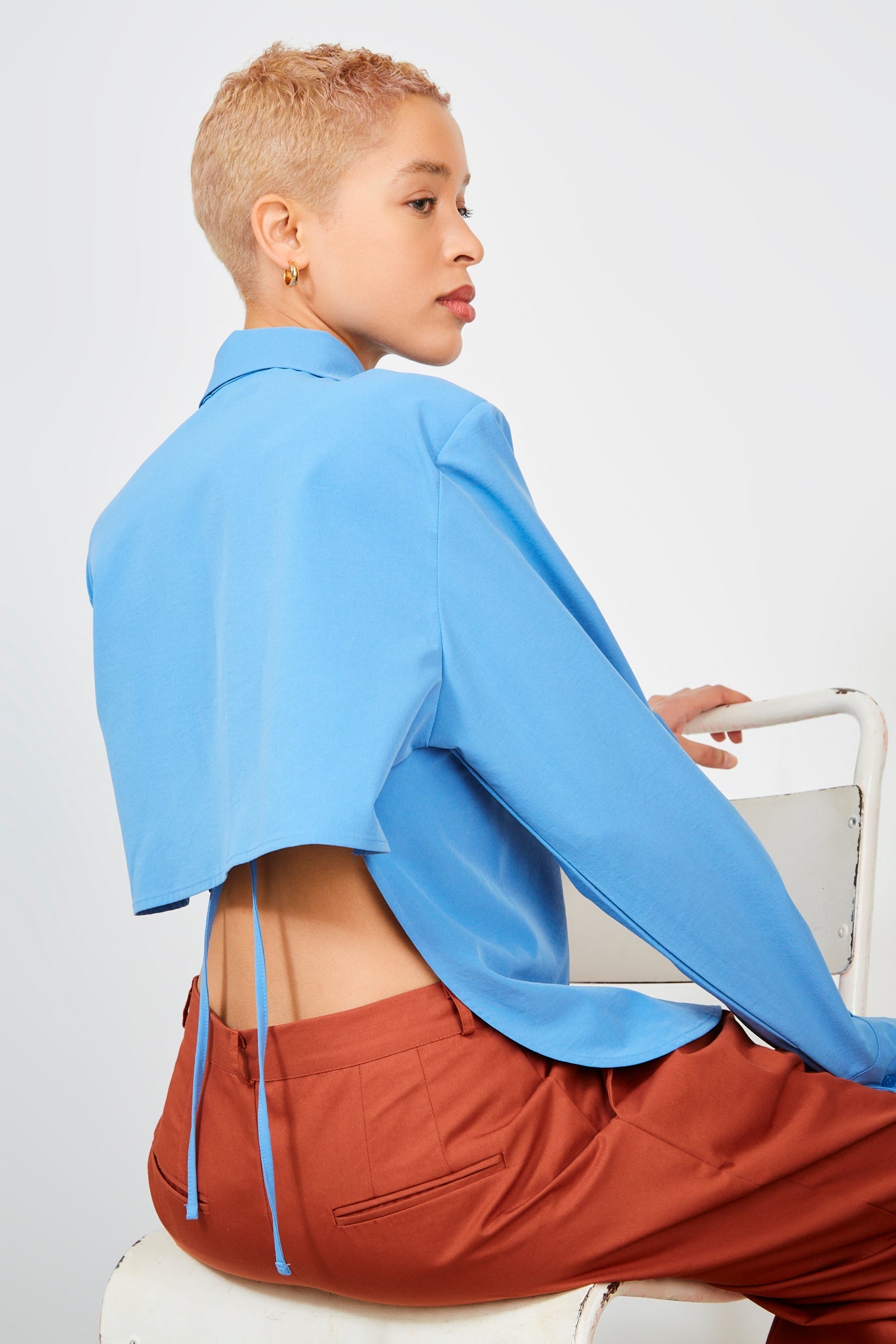 Blue open tie back shirt_1