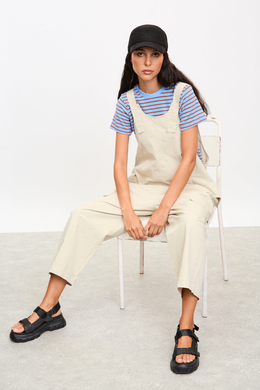 Bone white button strap dungerees_5