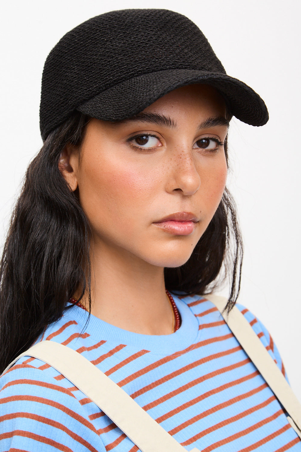 Black straw weave baseball hat_1