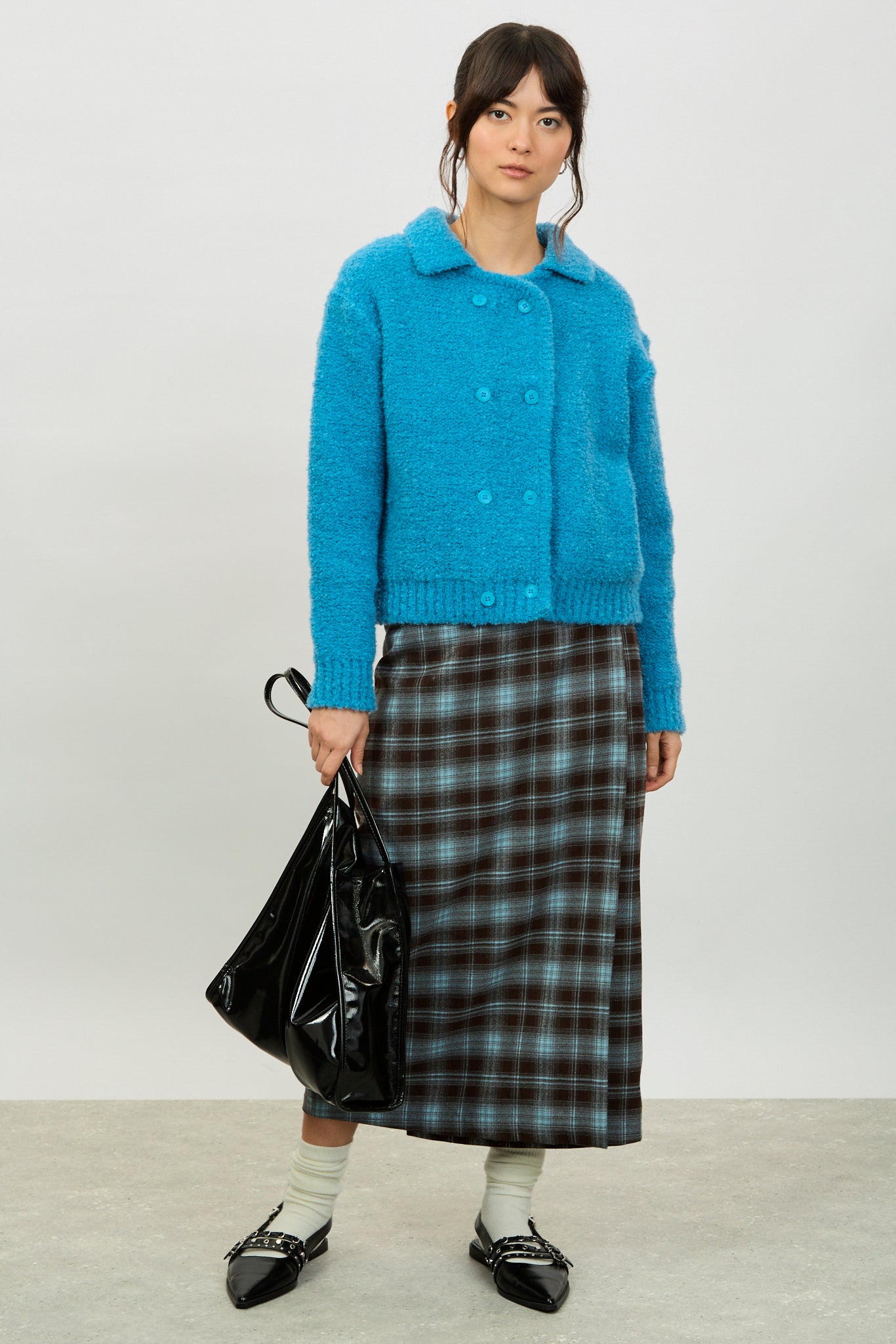 Bright blue double breasted cardigan_4